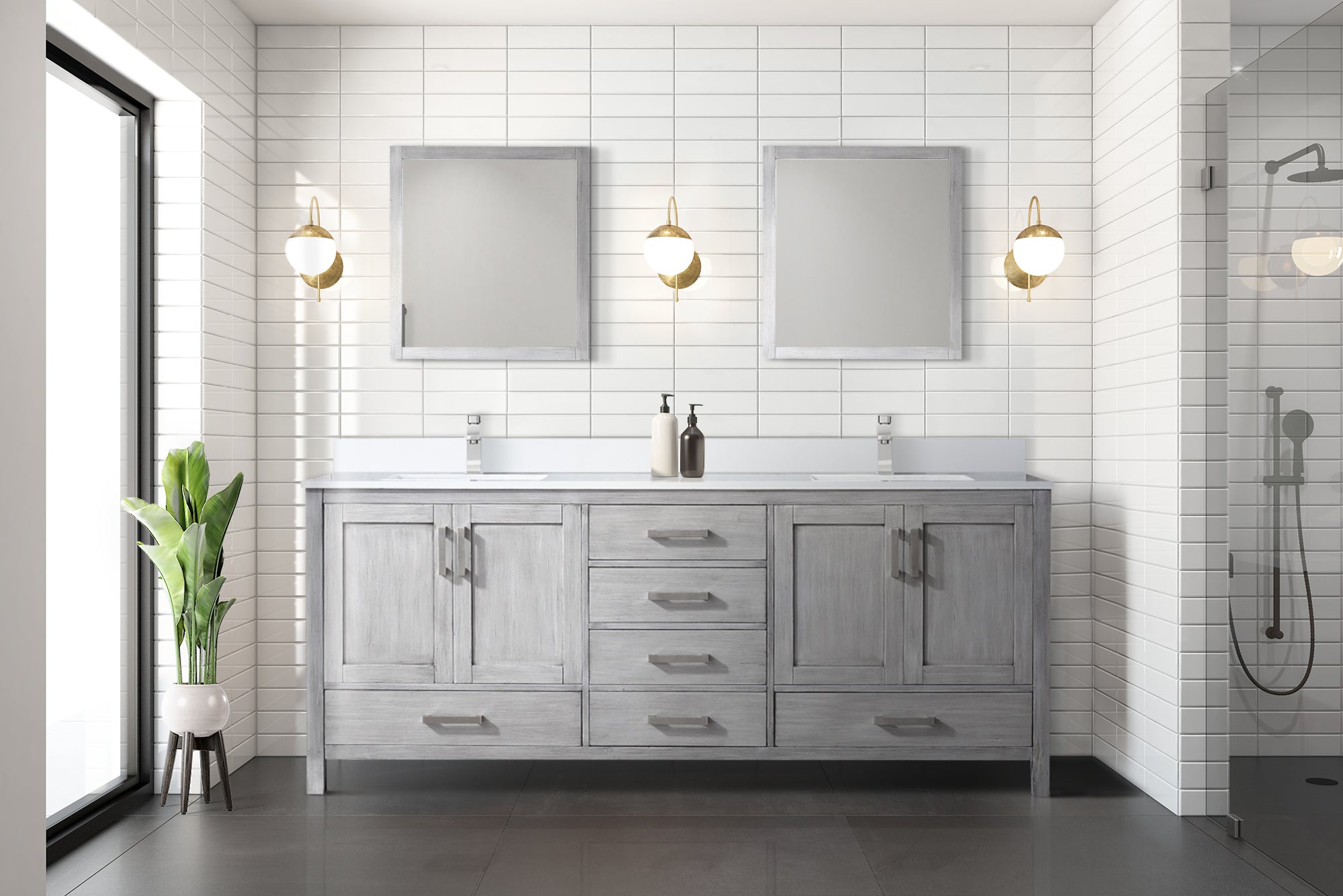 Jacques 80 in. W x 22 in. D Distressed Grey Bath Vanity
