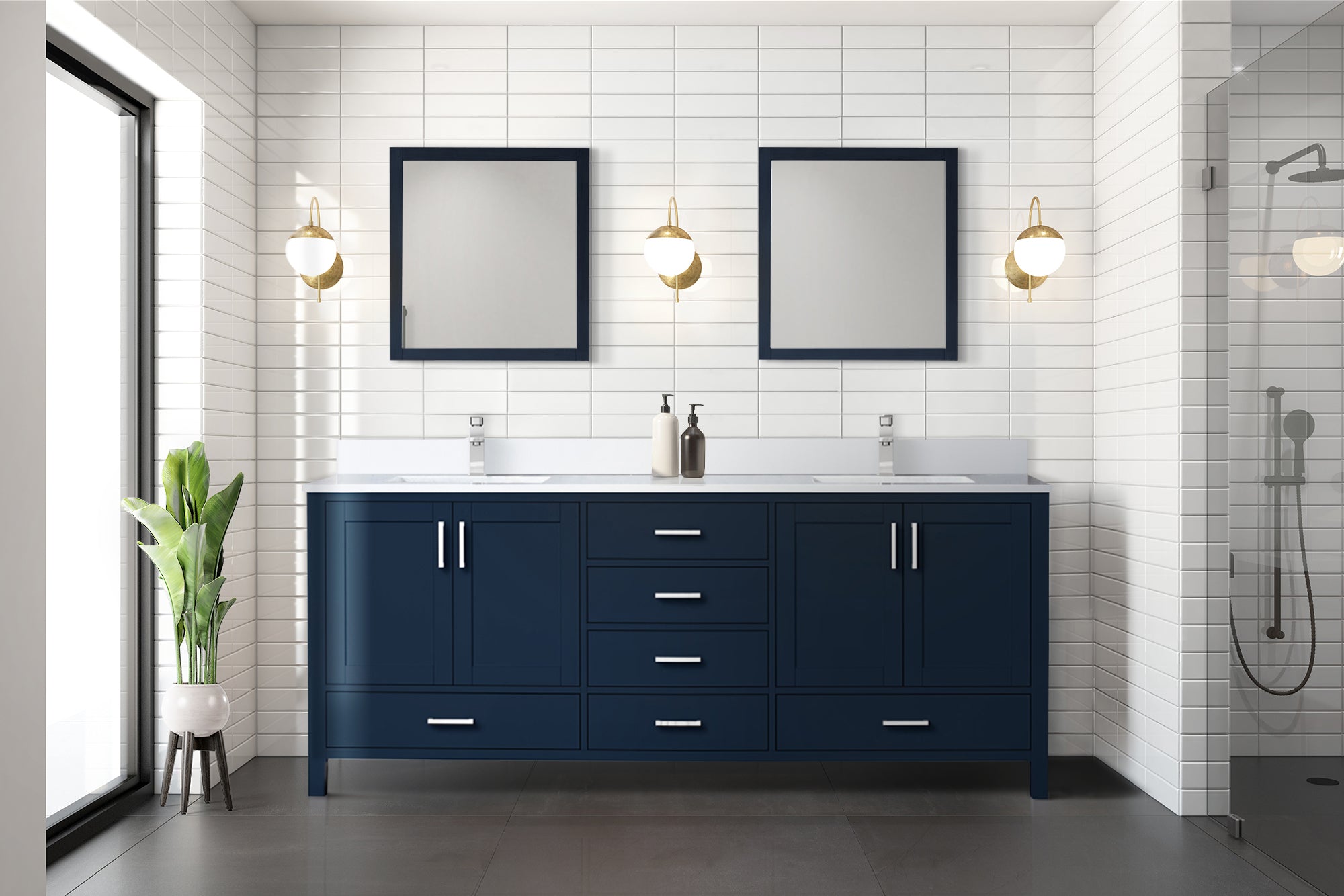 Jacques 80 in. W x 22 in. D Navy Blue Bath Vanity