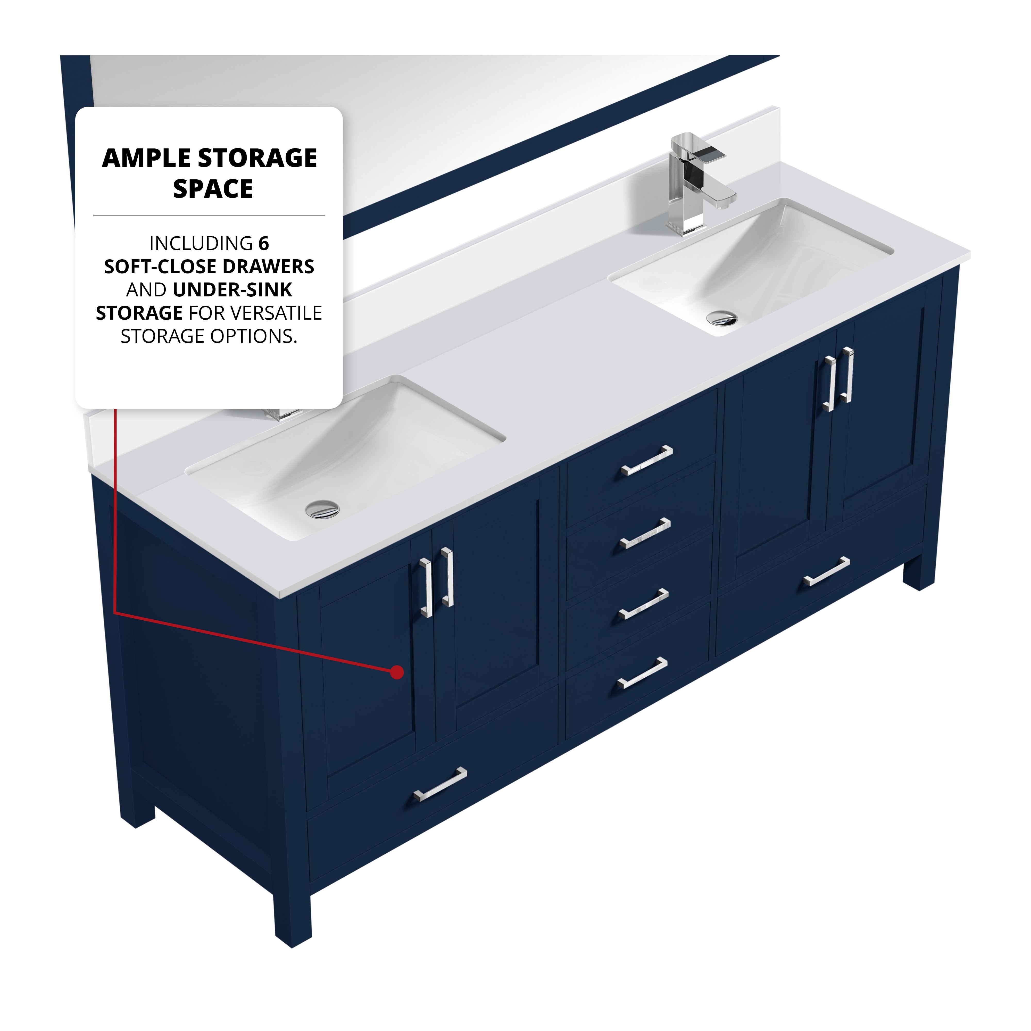 Jacques 80 in. W x 22 in. D Navy Blue Bath Vanity