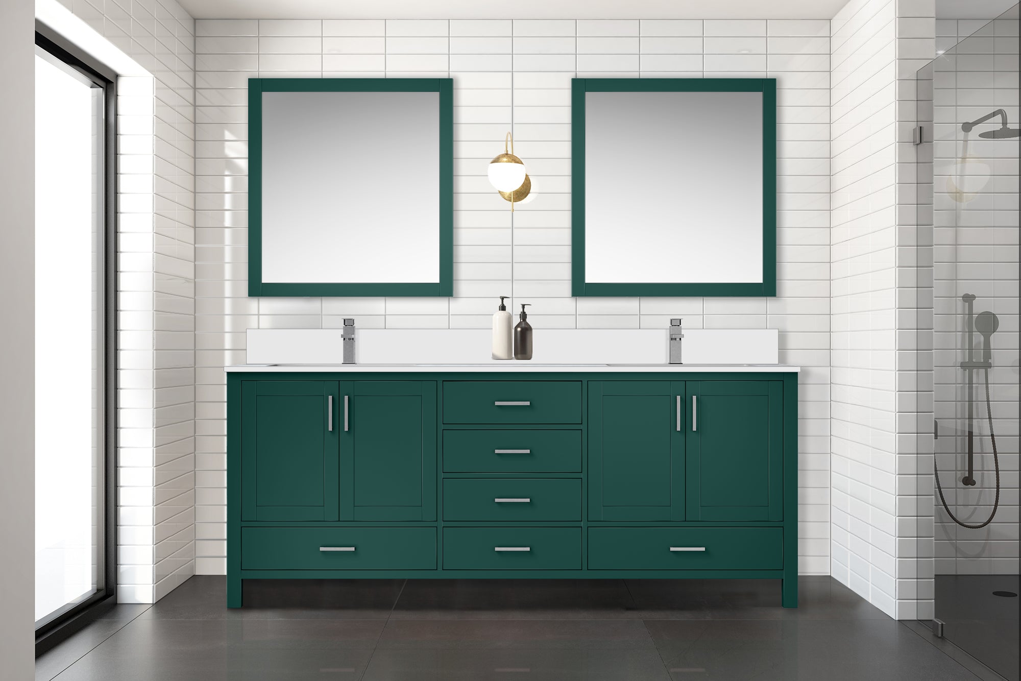 Jacques 80 in. W x 22 in. D Green Bath Vanity and Cultured Marble Top