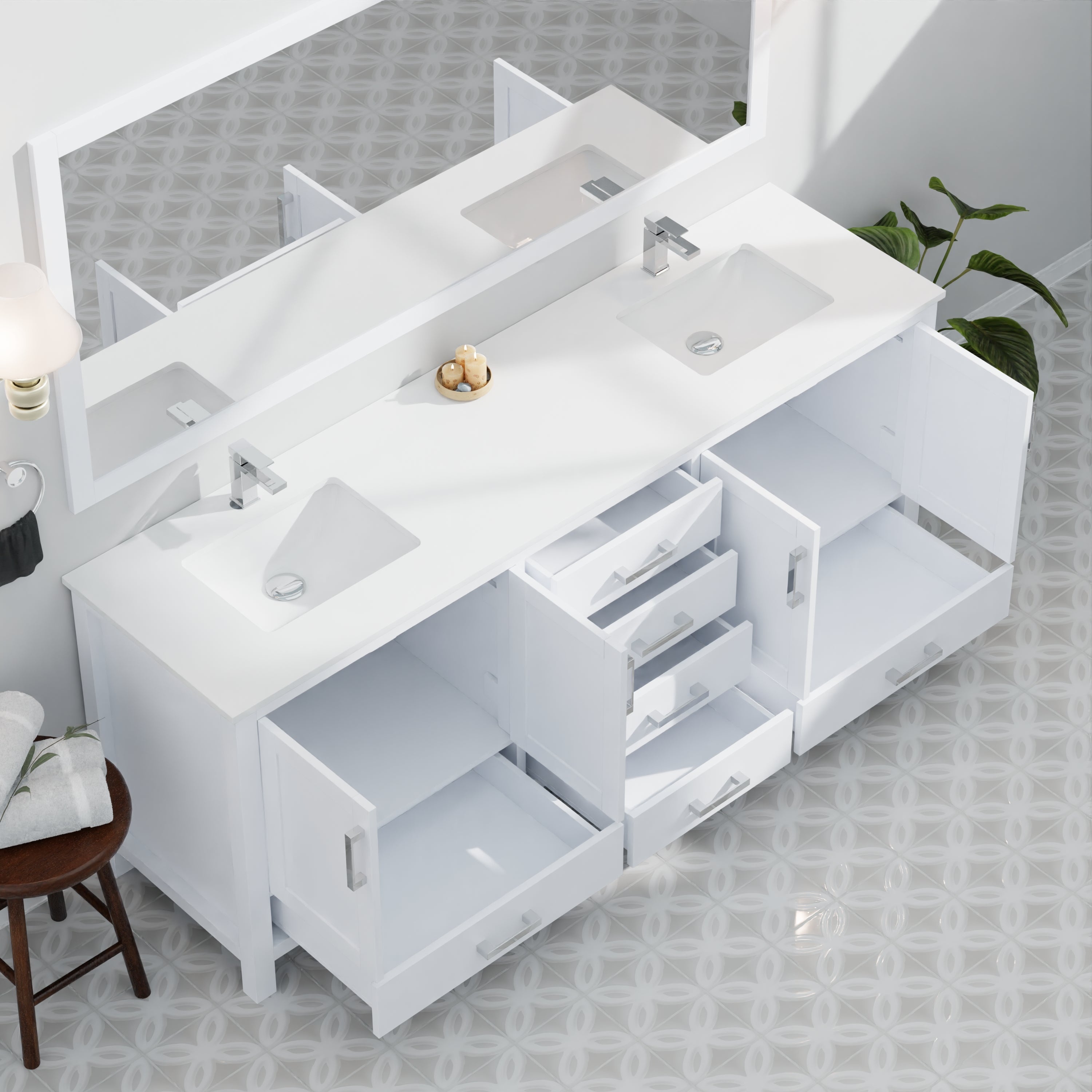 Jacques 84 in. W x 22 in. D White Bath Vanity