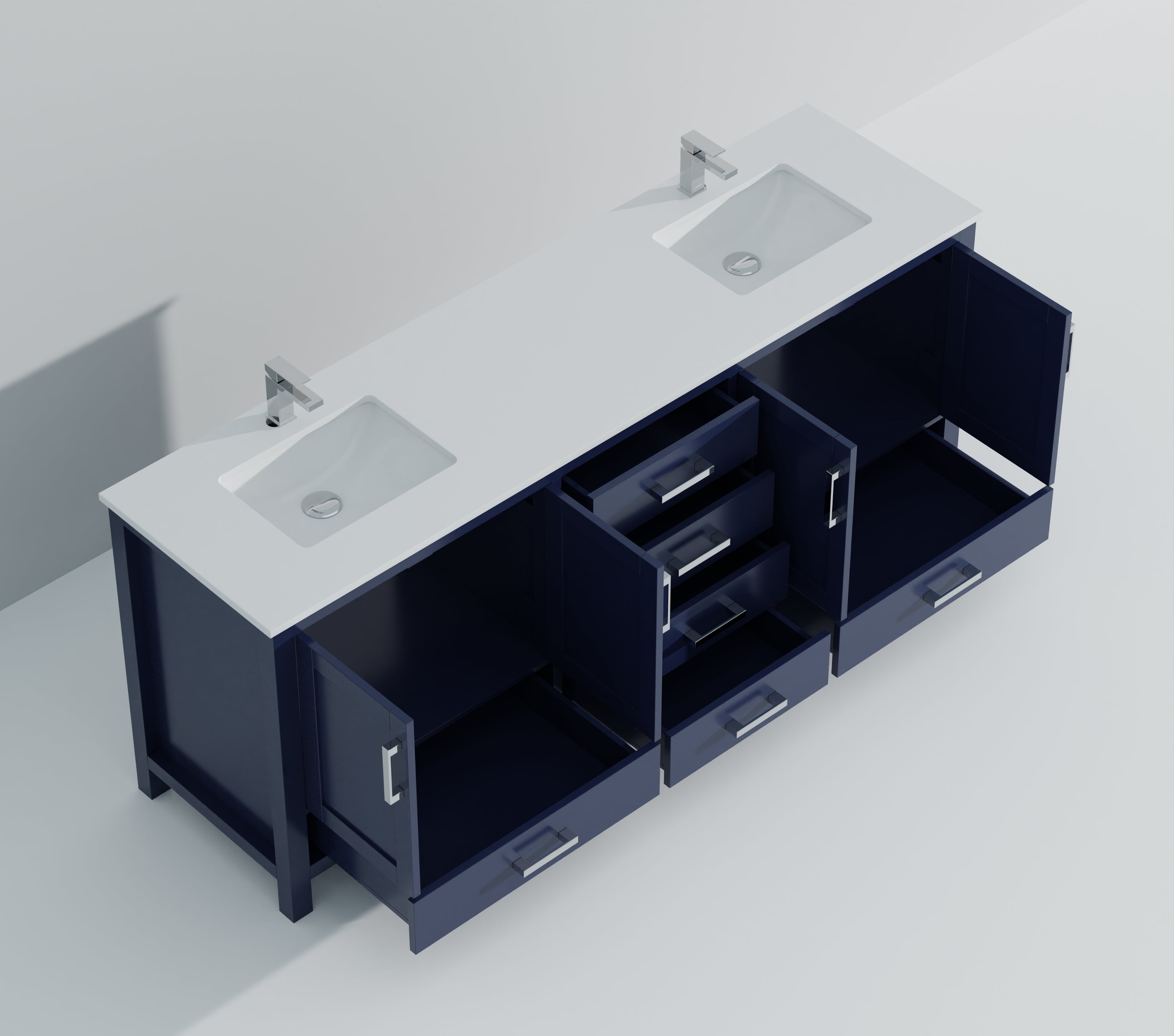 Jacques 84 in. W x 22 in. D Navy Blue Double Bath Vanity