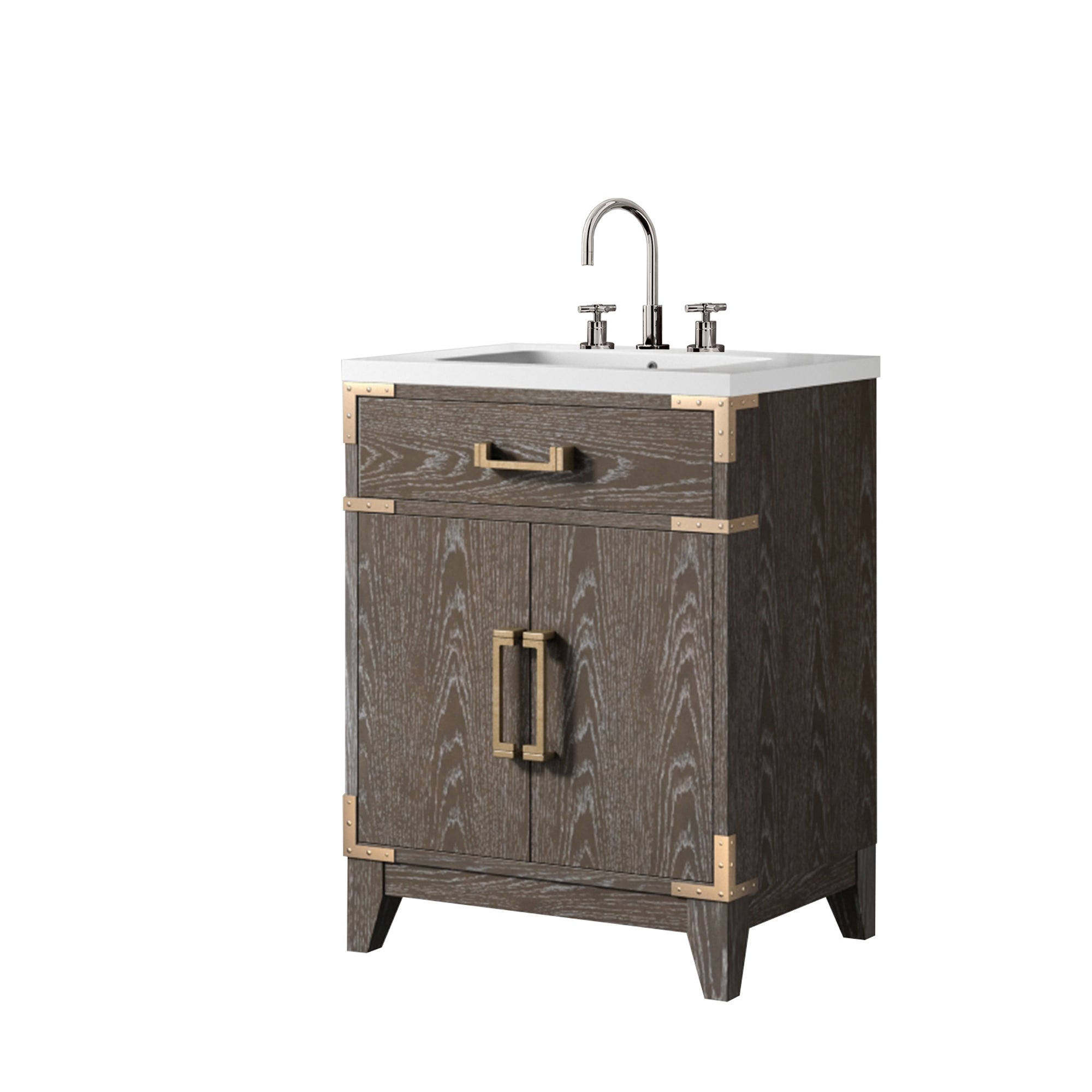 Laurel 24 in W x 18 in D Brown Oak Single Bath Vanity