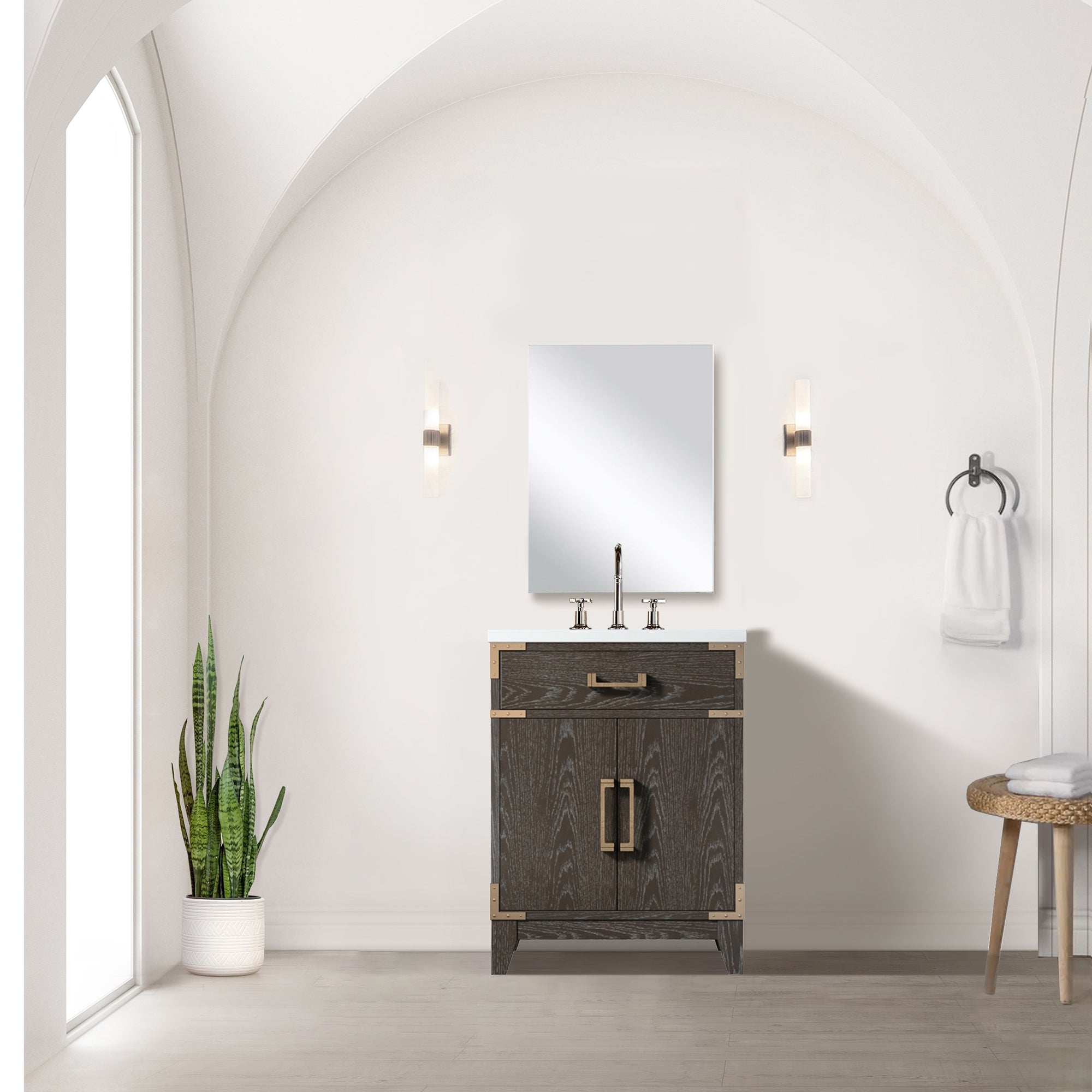Laurel 24 in W x 18 in D Brown Oak Single Bath Vanity