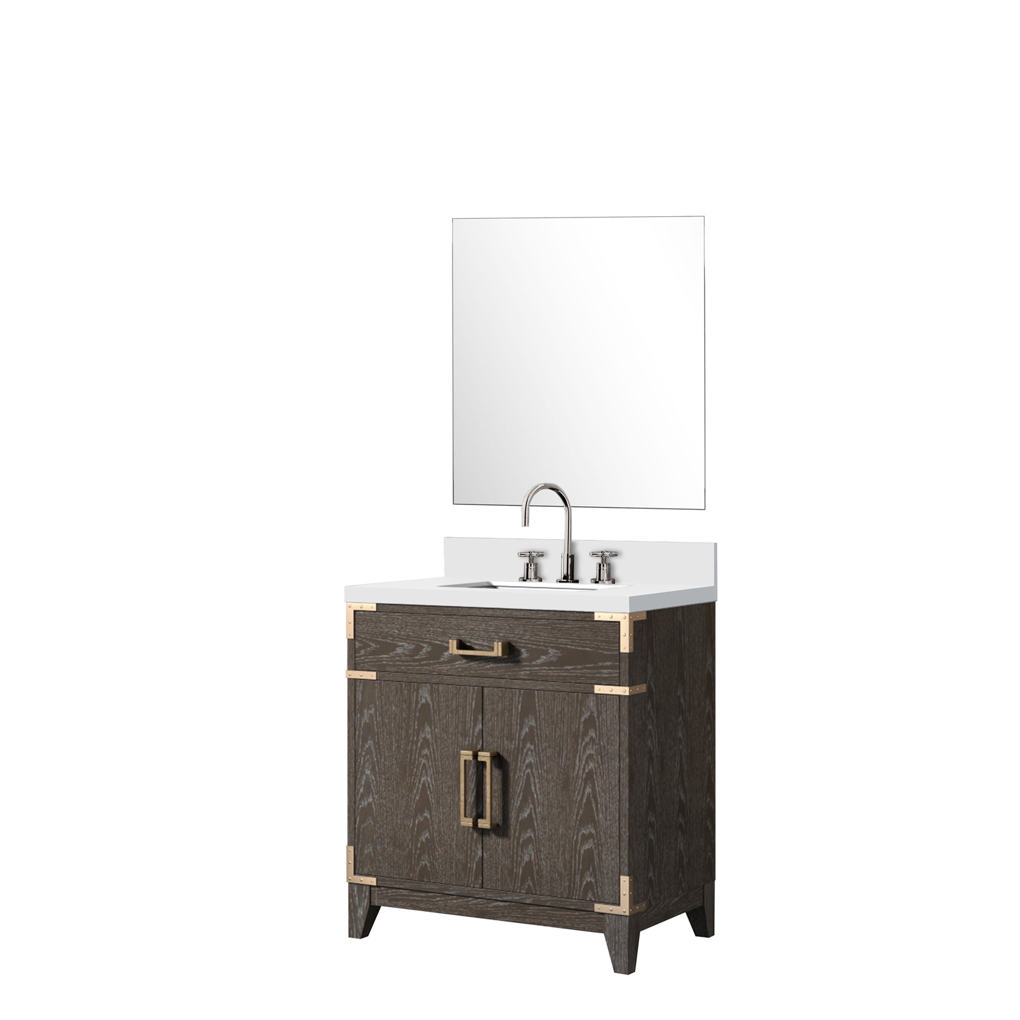 Laurel 30 in W x 22 in D Brown Oak Single Bath Vanity