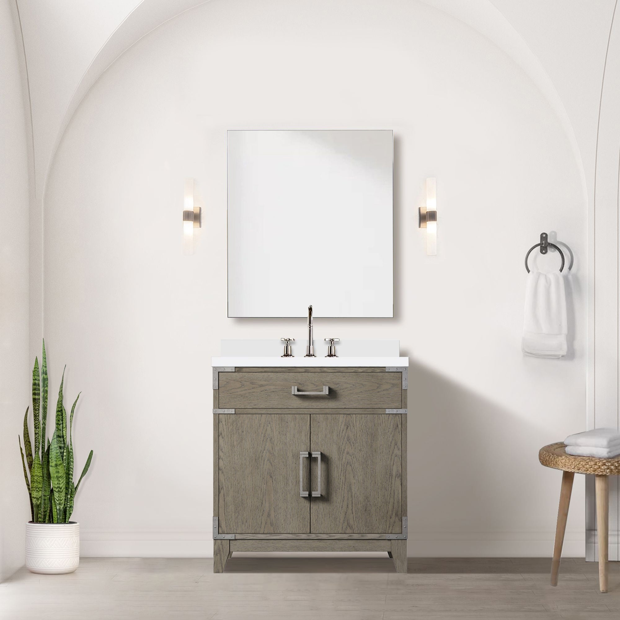 Laurel 30 in W x 22 in D Grey Oak Single Bath Vanity