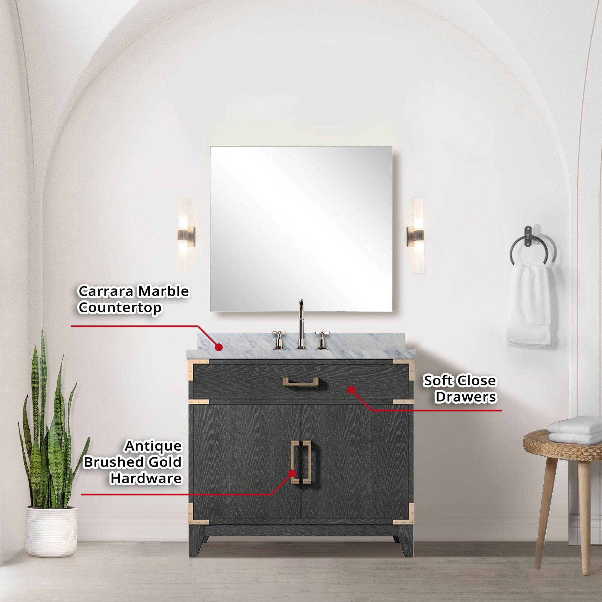 Laurel 36 in W x 22 in D Black Oak Single Bath Vanity