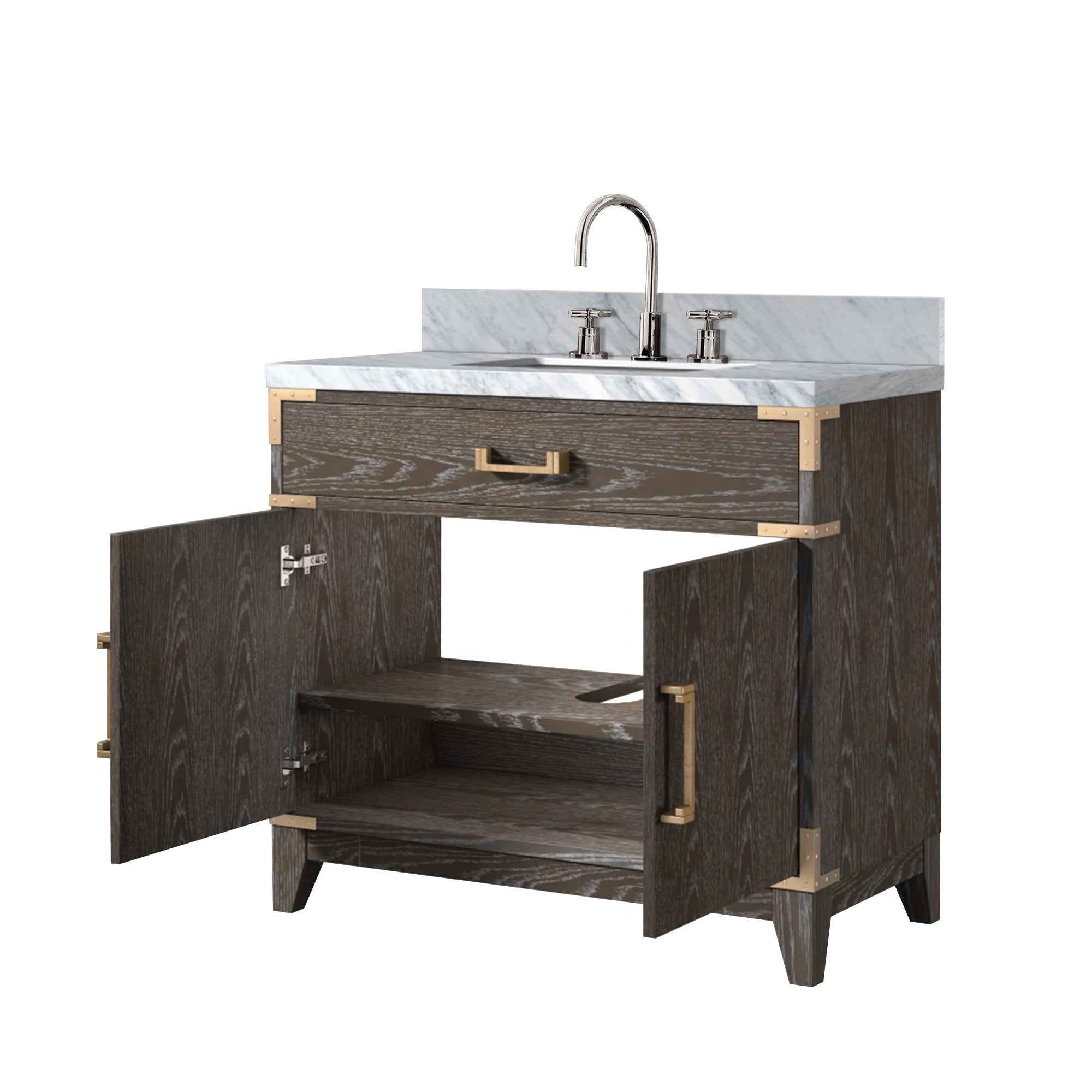 Laurel 36 in W x 22 in D Brown Oak Single Bath Vanity