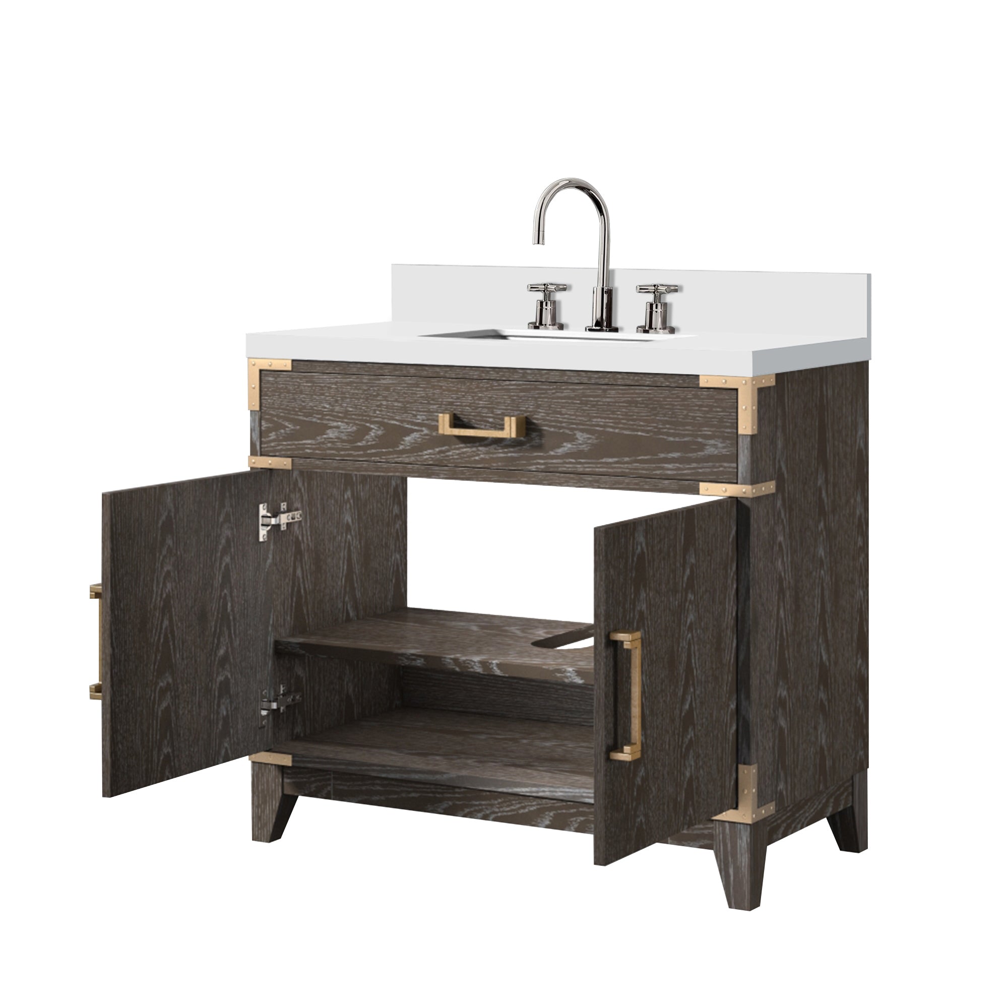 Laurel 36 in W x 22 in D Brown Oak Single Bath Vanity