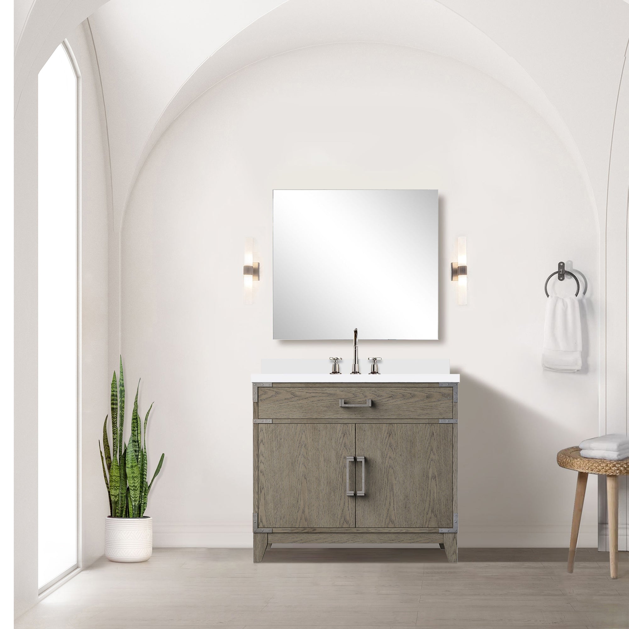Laurel 36 in W x 22 in D Grey Oak Single Bath Vanity