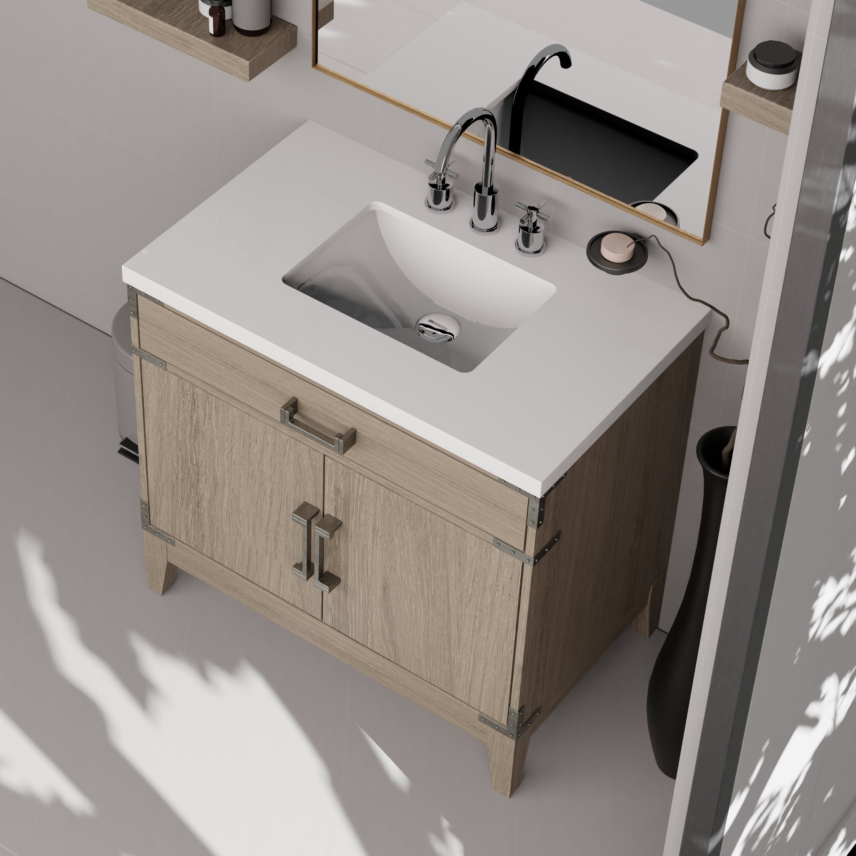 Laurel 36 in W x 22 in D Grey Oak Single Bath Vanity