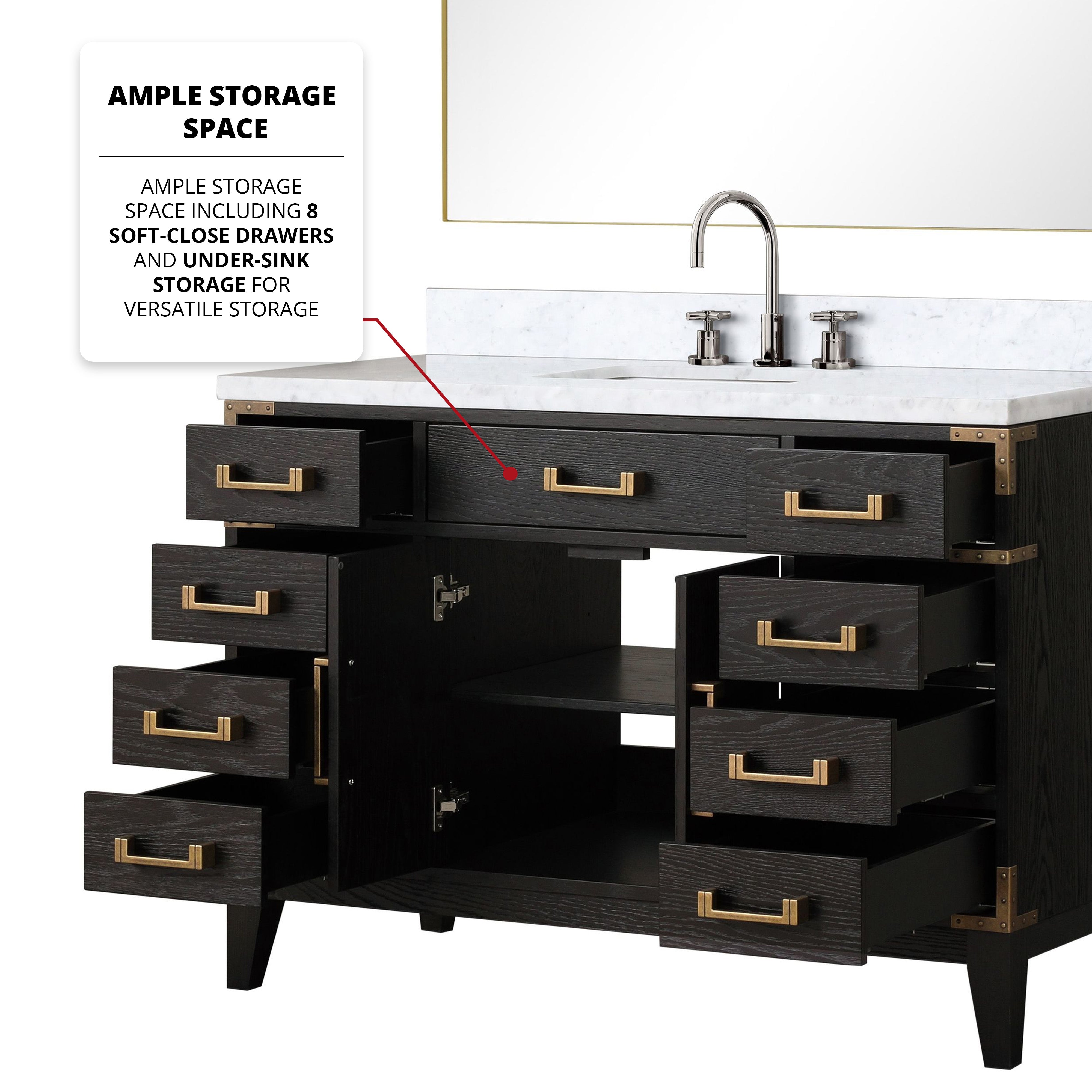Laurel 48 in W x 22 in D Black Oak Single Bath Vanity