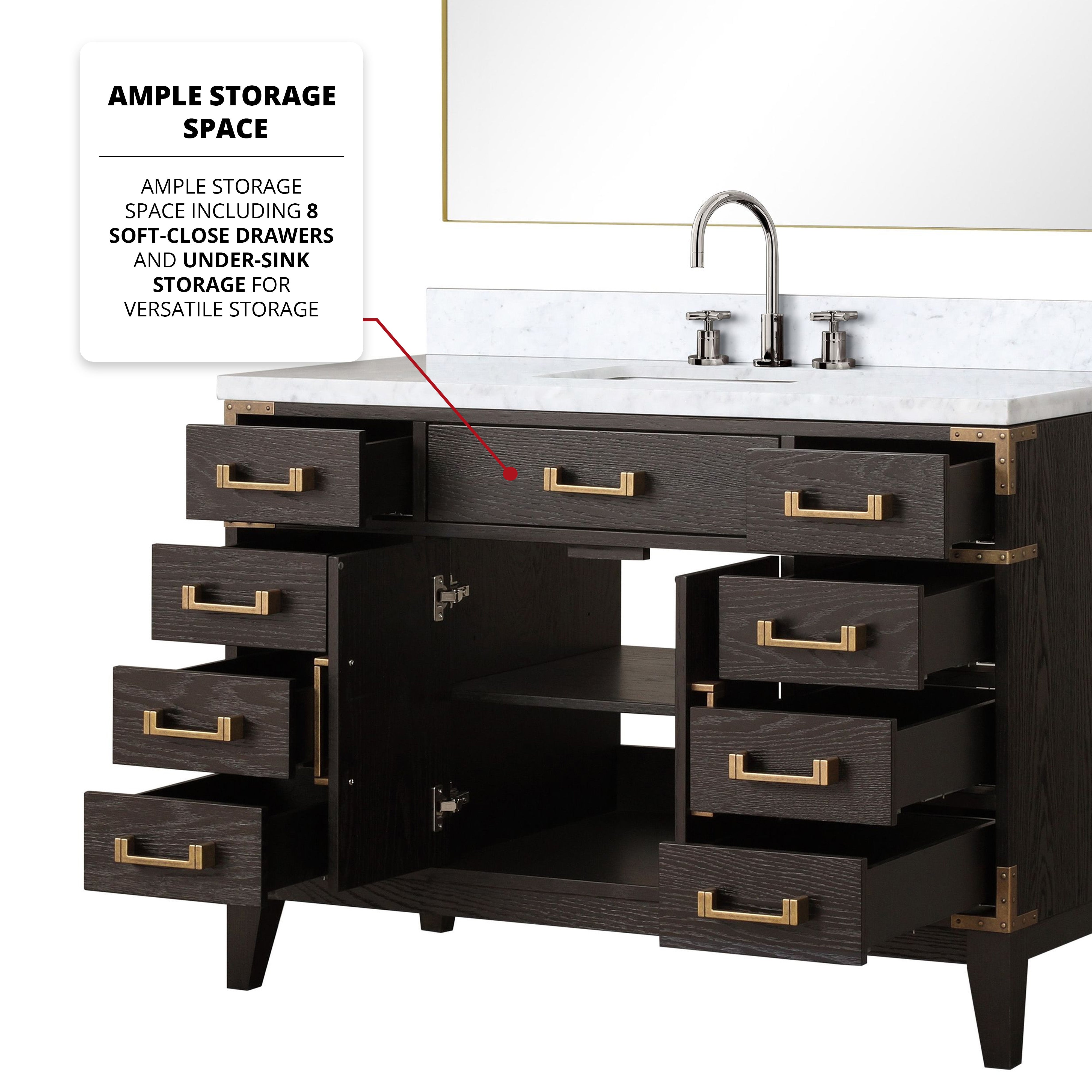 Laurel 48 in W x 22 in D Brown Oak Single Bath Vanity