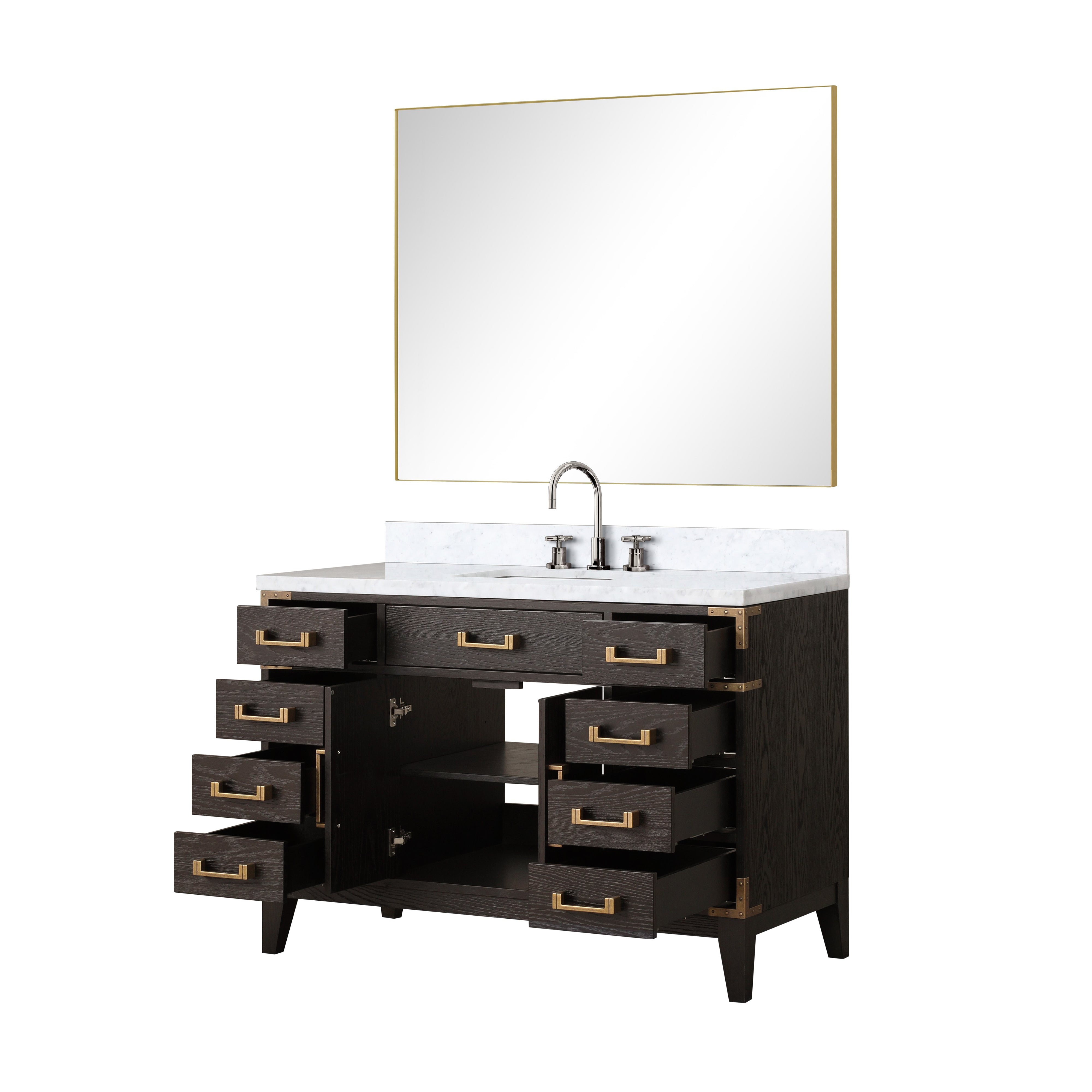 Laurel 48 in W x 22 in D Brown Oak Single Bath Vanity
