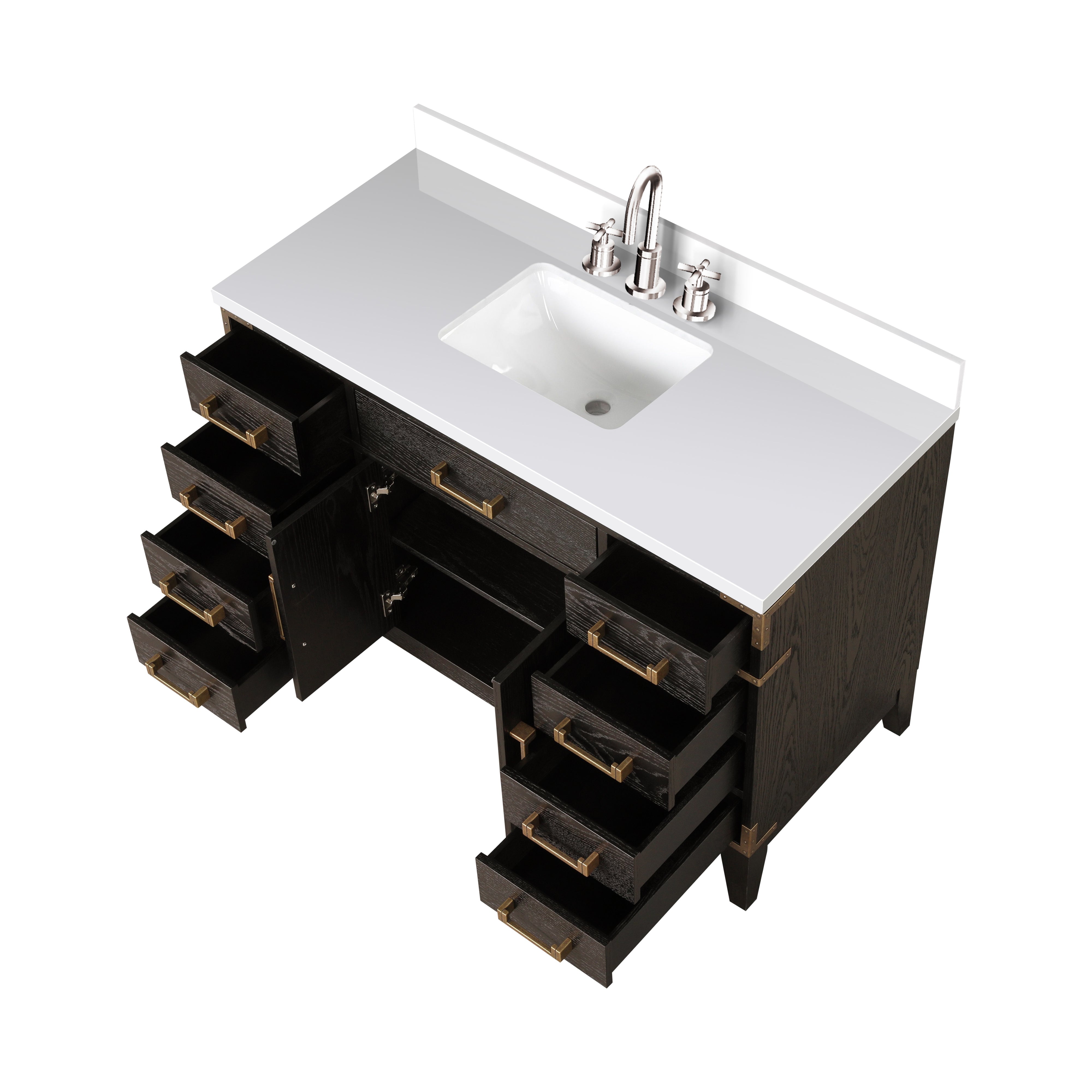 Laurel 48 in W x 22 in D Brown Oak Single Bath Vanity