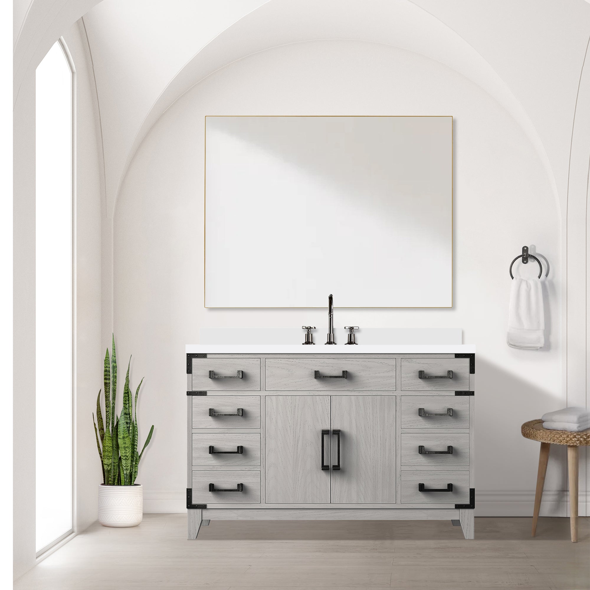 Laurel 48 in W x 22 in D White Oak Single Bath Vanity