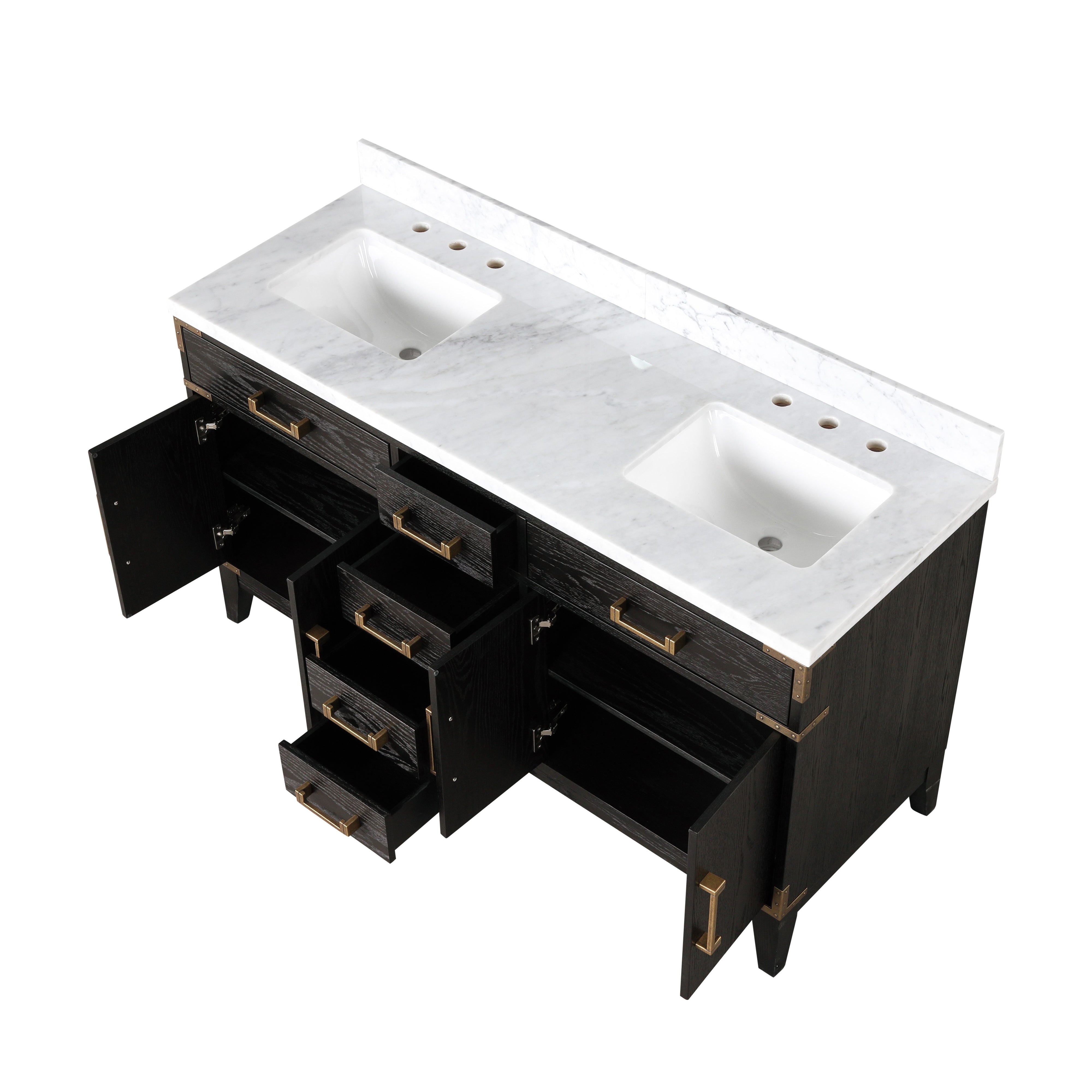 Laurel 60 in W x 22 in D Black Oak Double Bath Vanity