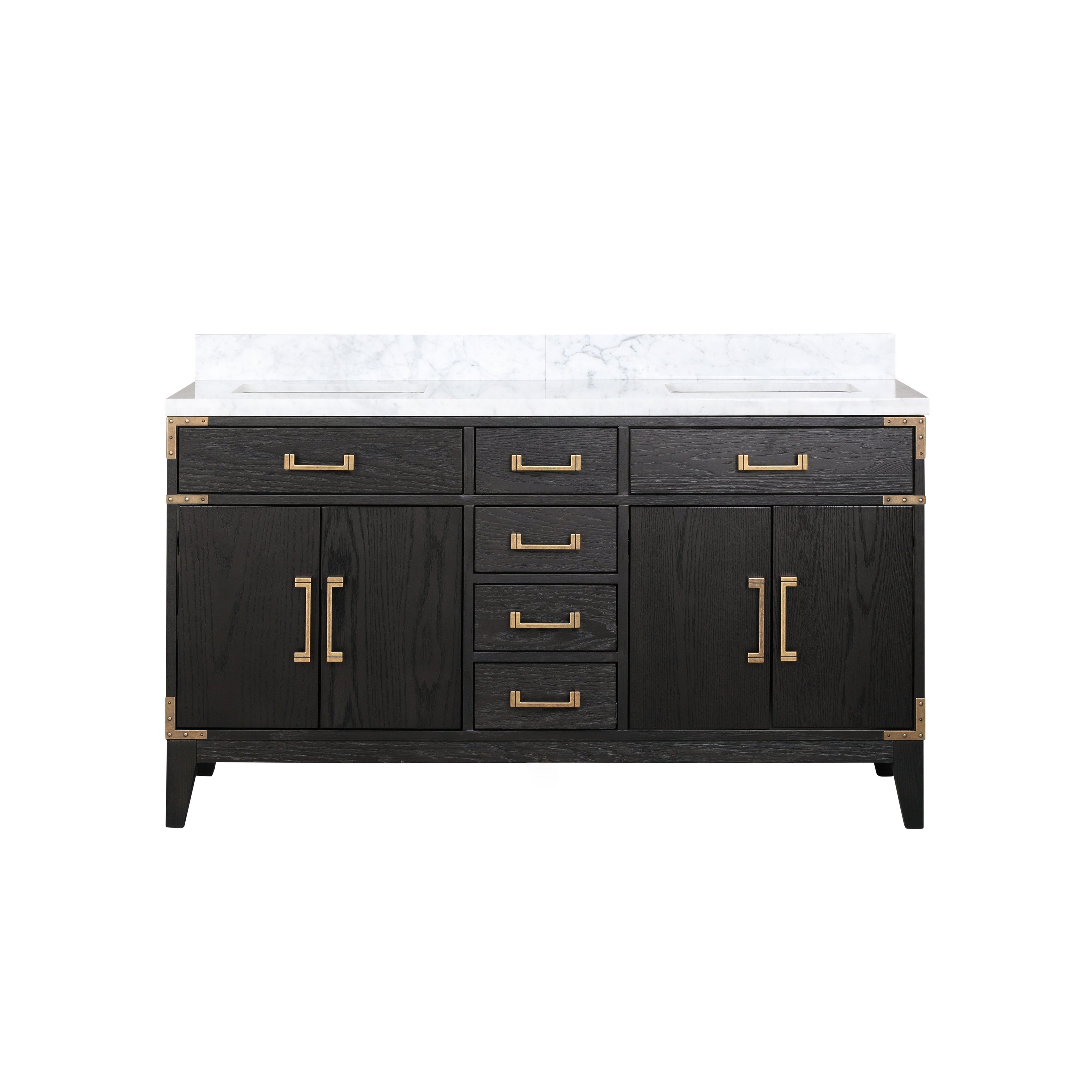 Laurel 60 in W x 22 in D Black Oak Double Bath Vanity