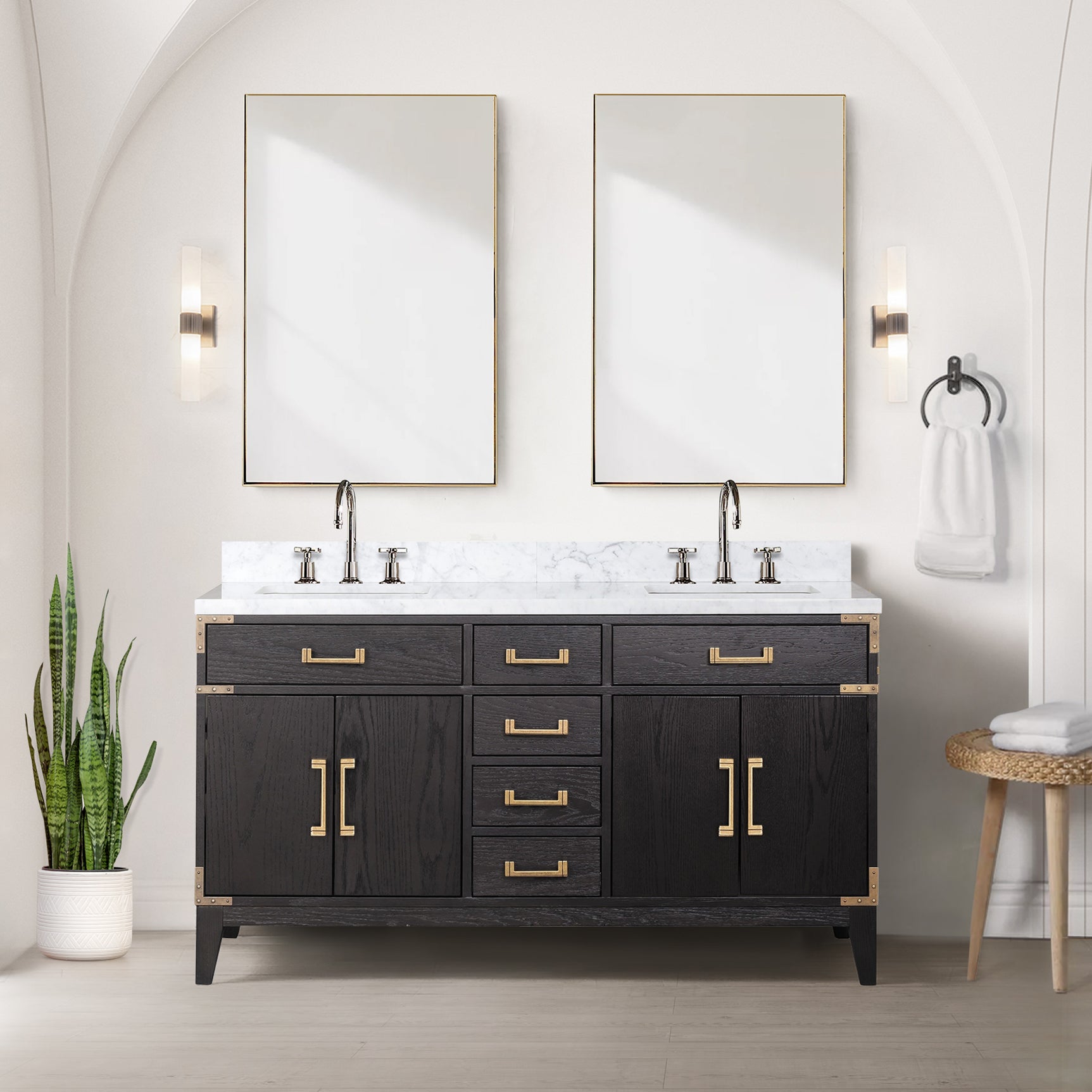 Laurel 60 in W x 22 in D Black Oak Double Bath Vanity