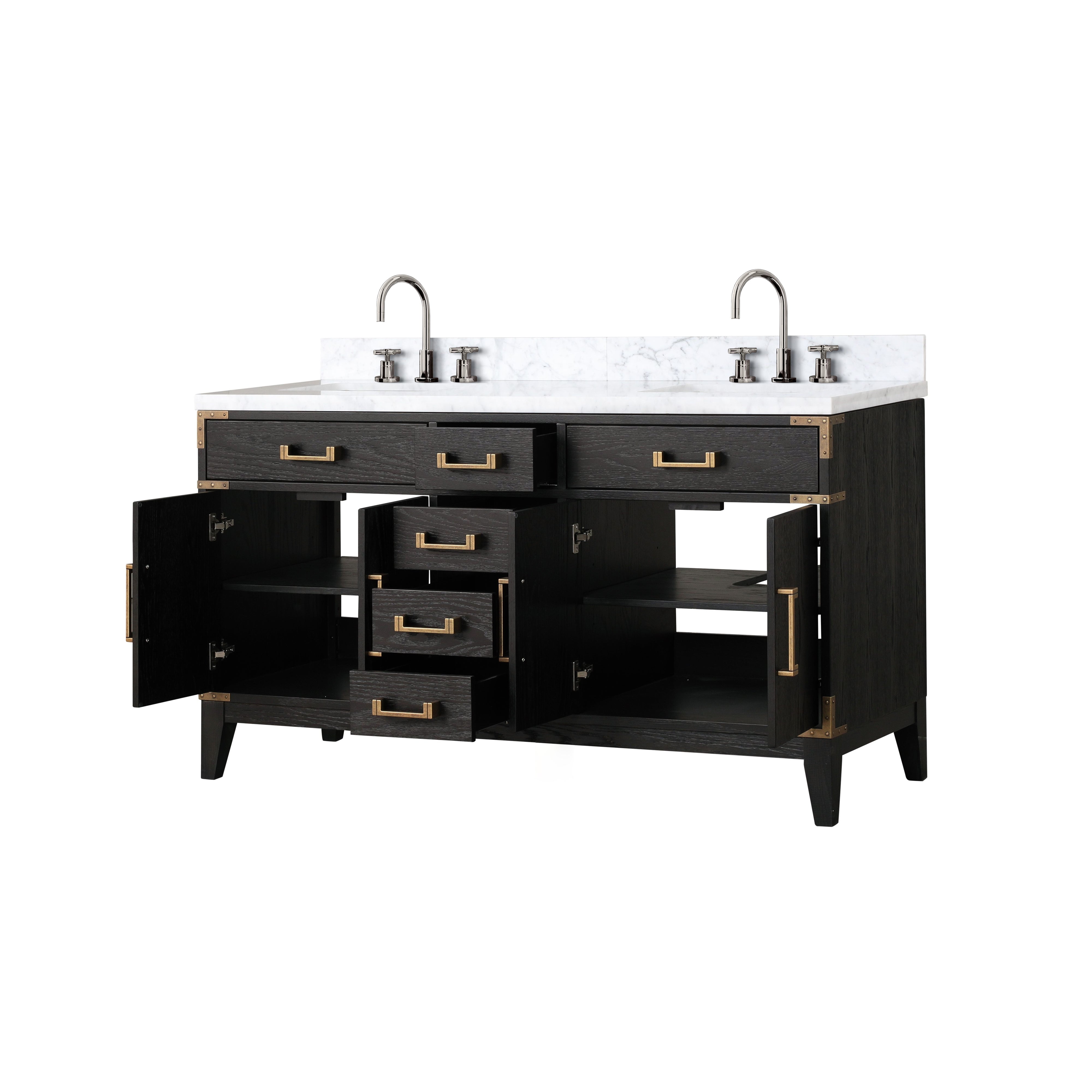 Laurel 60 in W x 22 in D Black Oak Double Bath Vanity