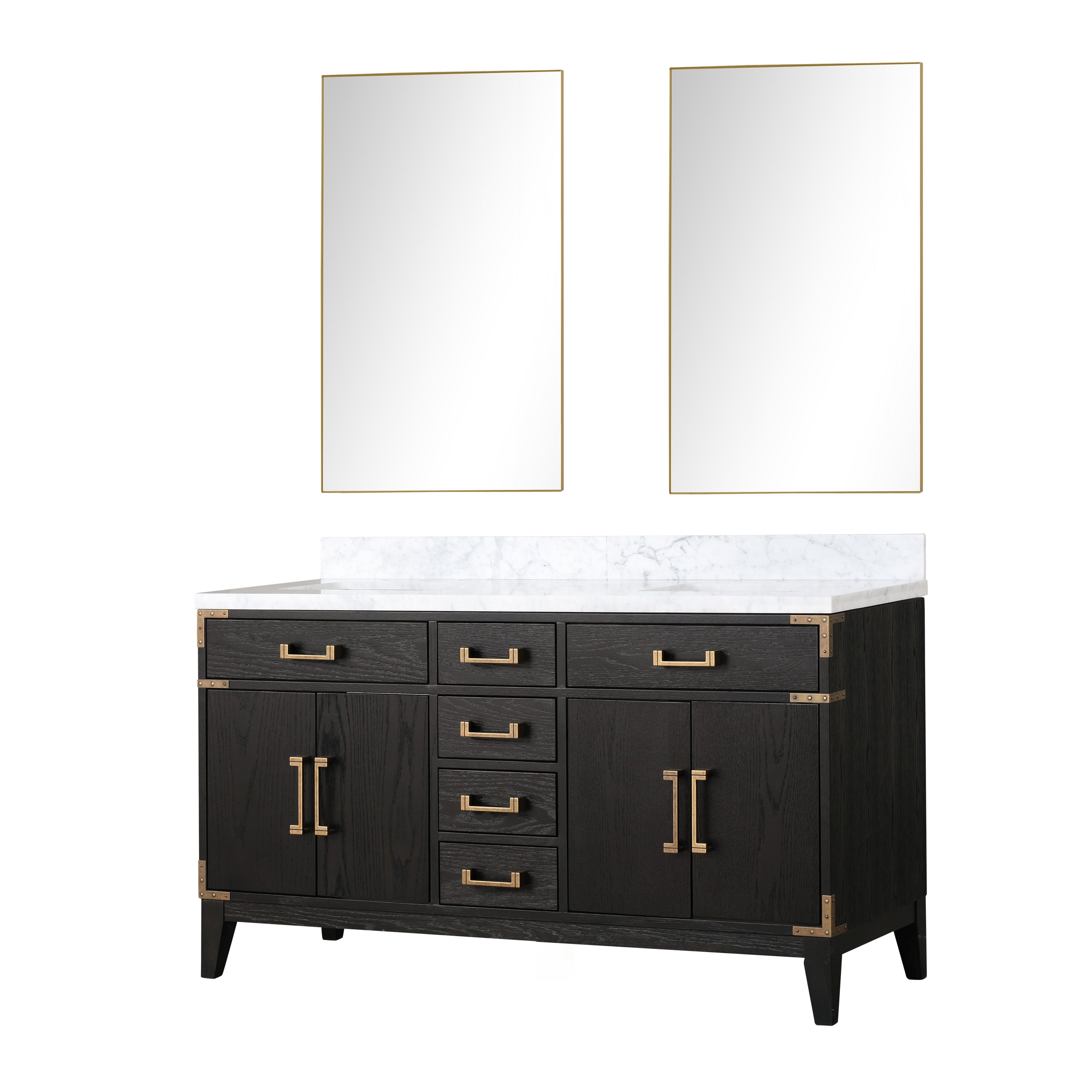 Laurel 60 in W x 22 in D Black Oak Double Bath Vanity