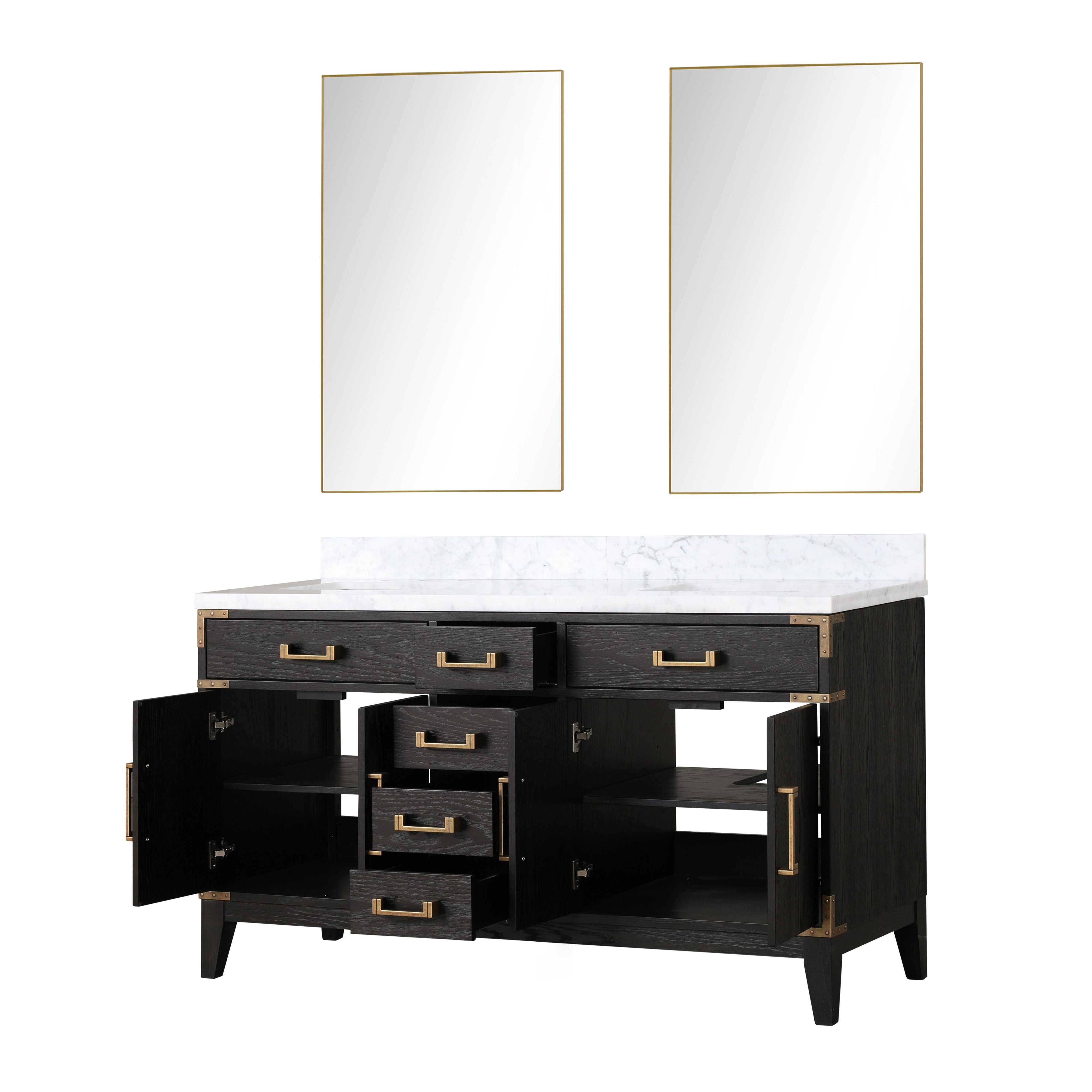 Laurel 60 in W x 22 in D Black Oak Double Bath Vanity