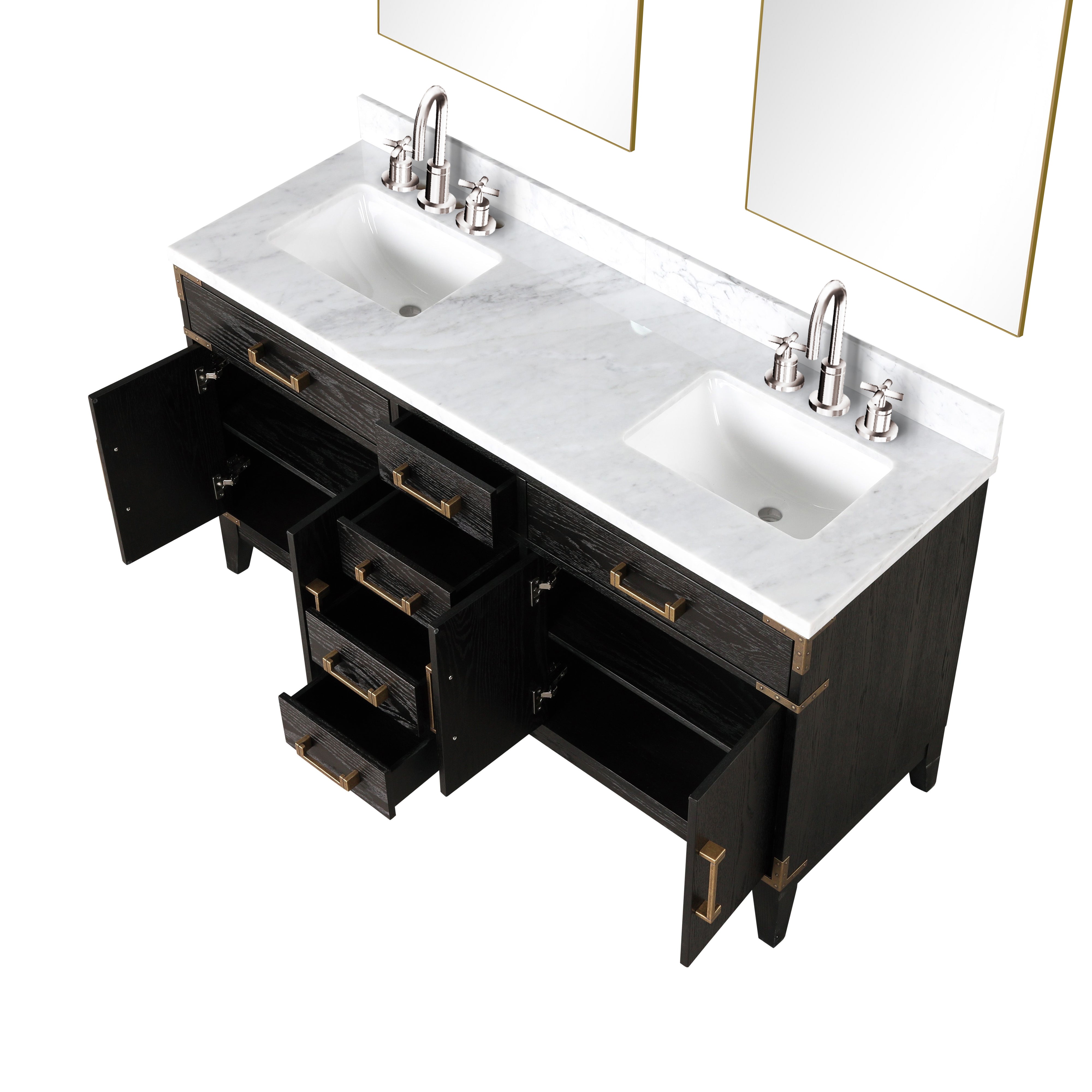 Laurel 60 in W x 22 in D Black Oak Double Bath Vanity