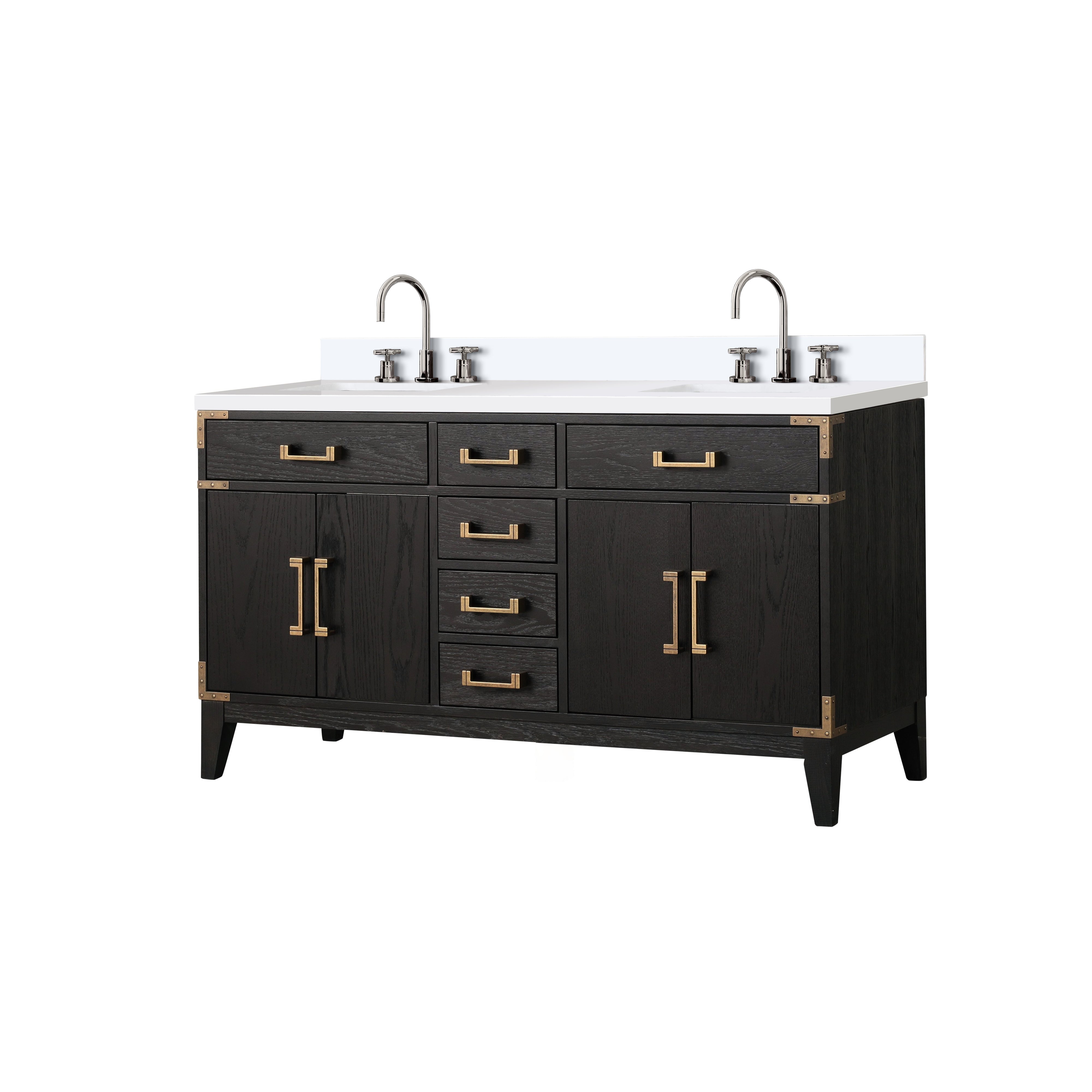 Laurel 60 in W x 22 in D Black Oak Double Bath Vanity