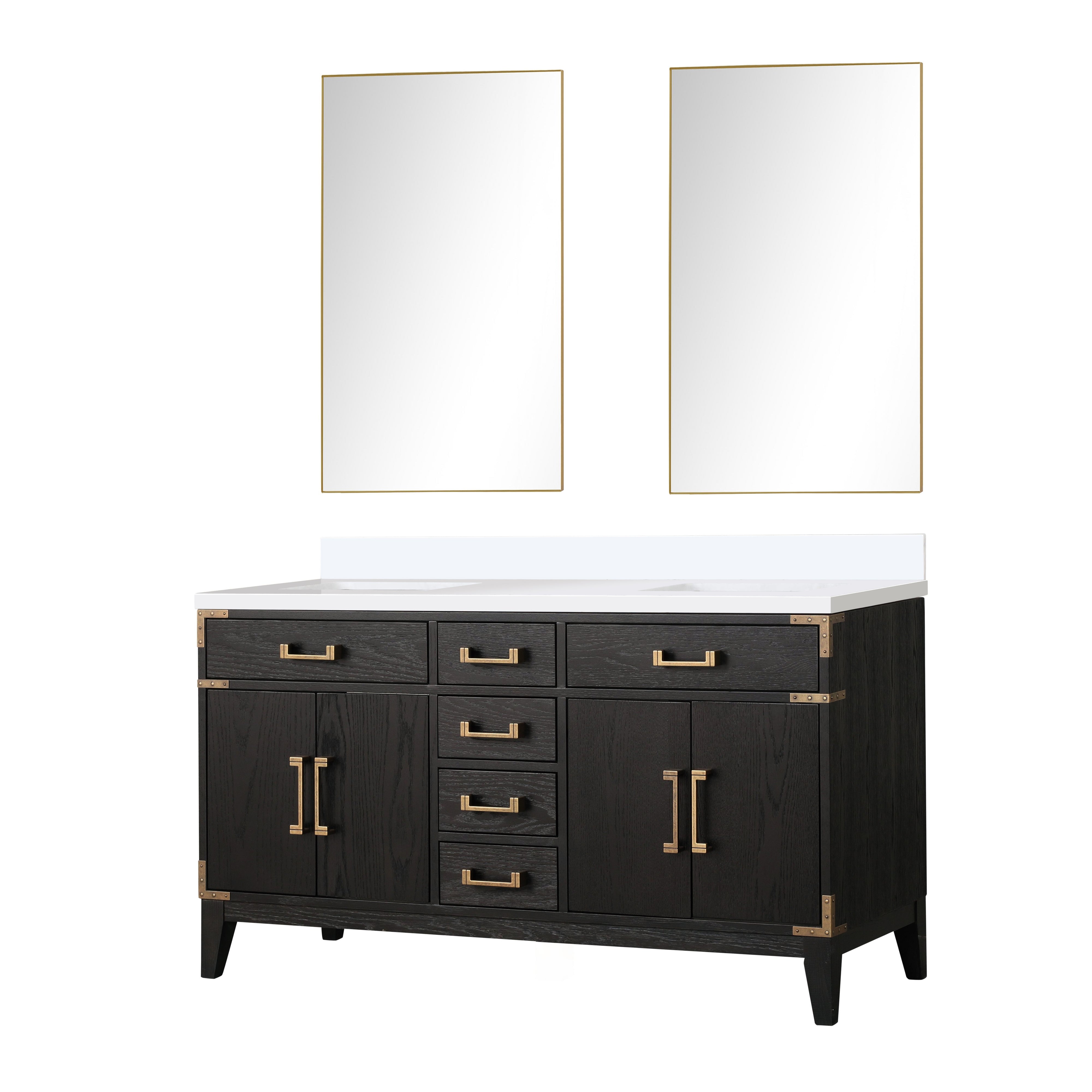 Laurel 60 in W x 22 in D Black Oak Double Bath Vanity
