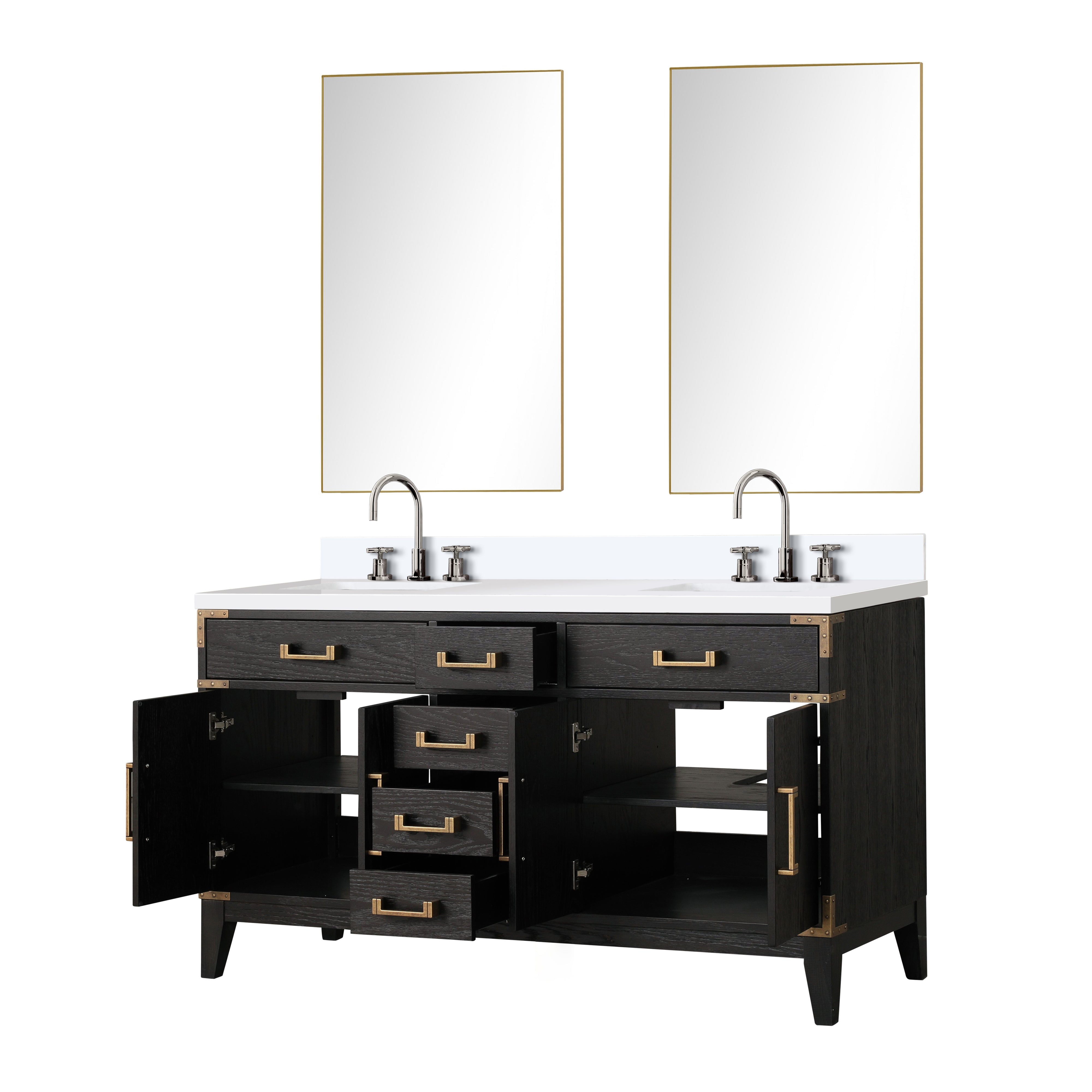 Laurel 60 in W x 22 in D Black Oak Double Bath Vanity