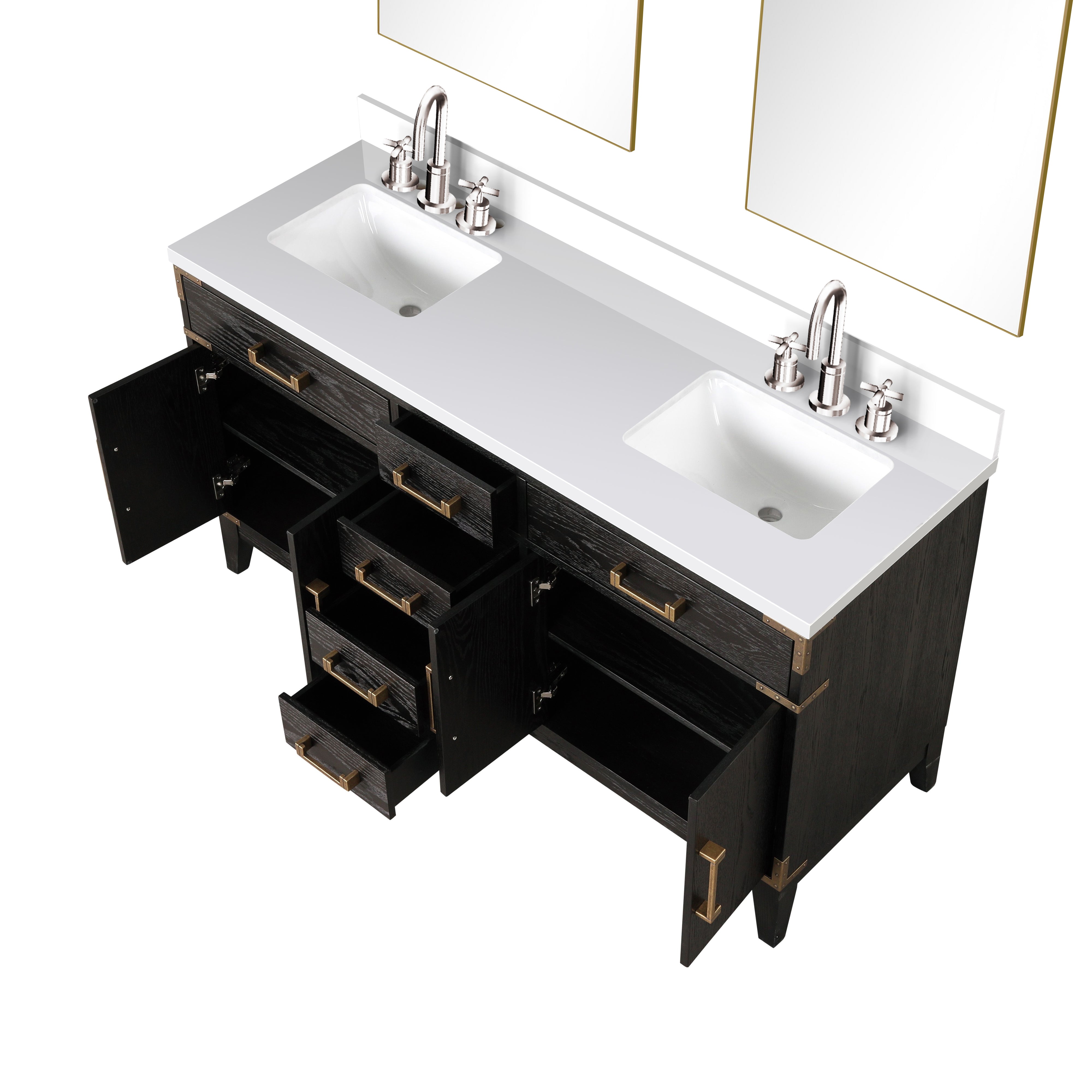 Laurel 60 in W x 22 in D Black Oak Double Bath Vanity