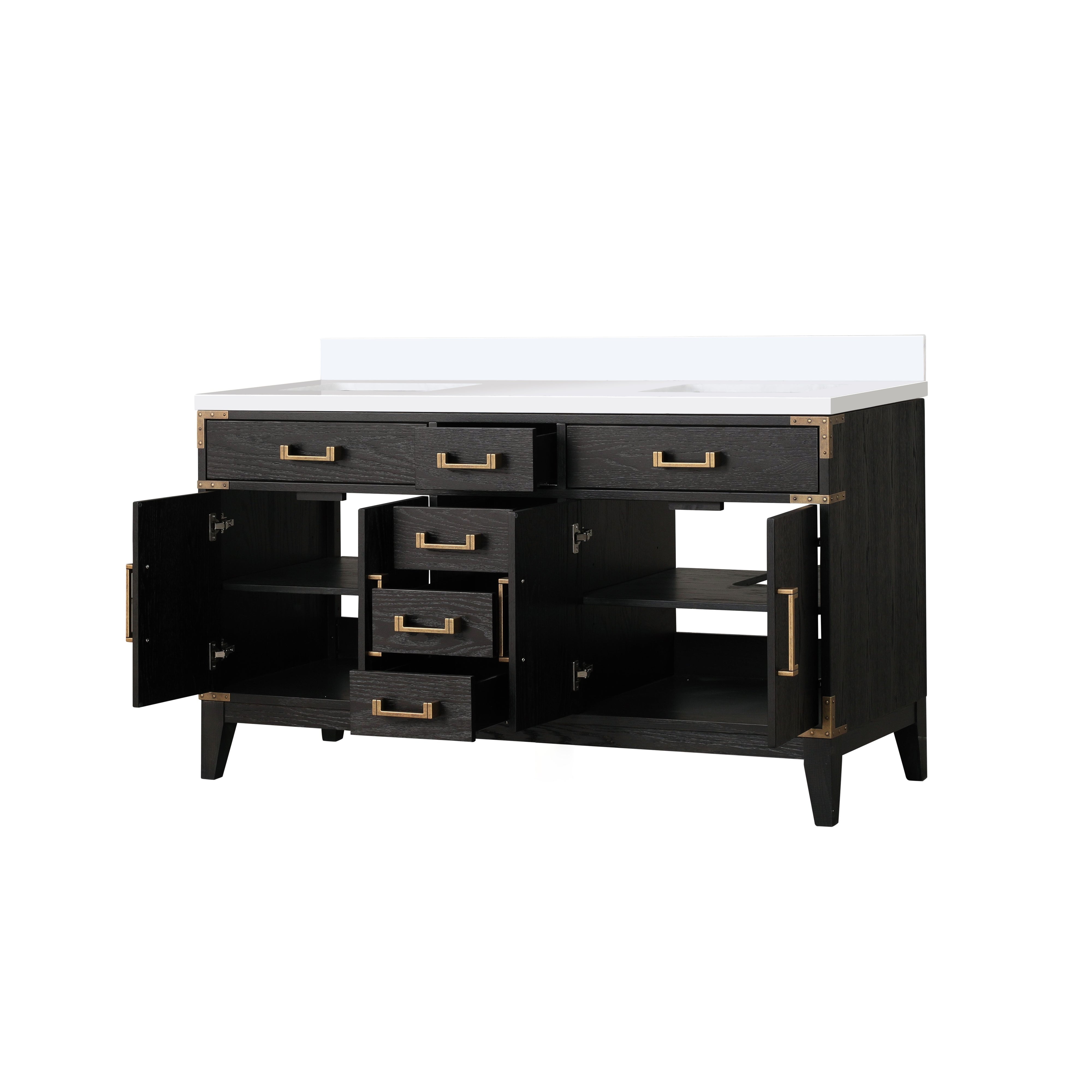 Laurel 60 in W x 22 in D Black Oak Double Bath Vanity