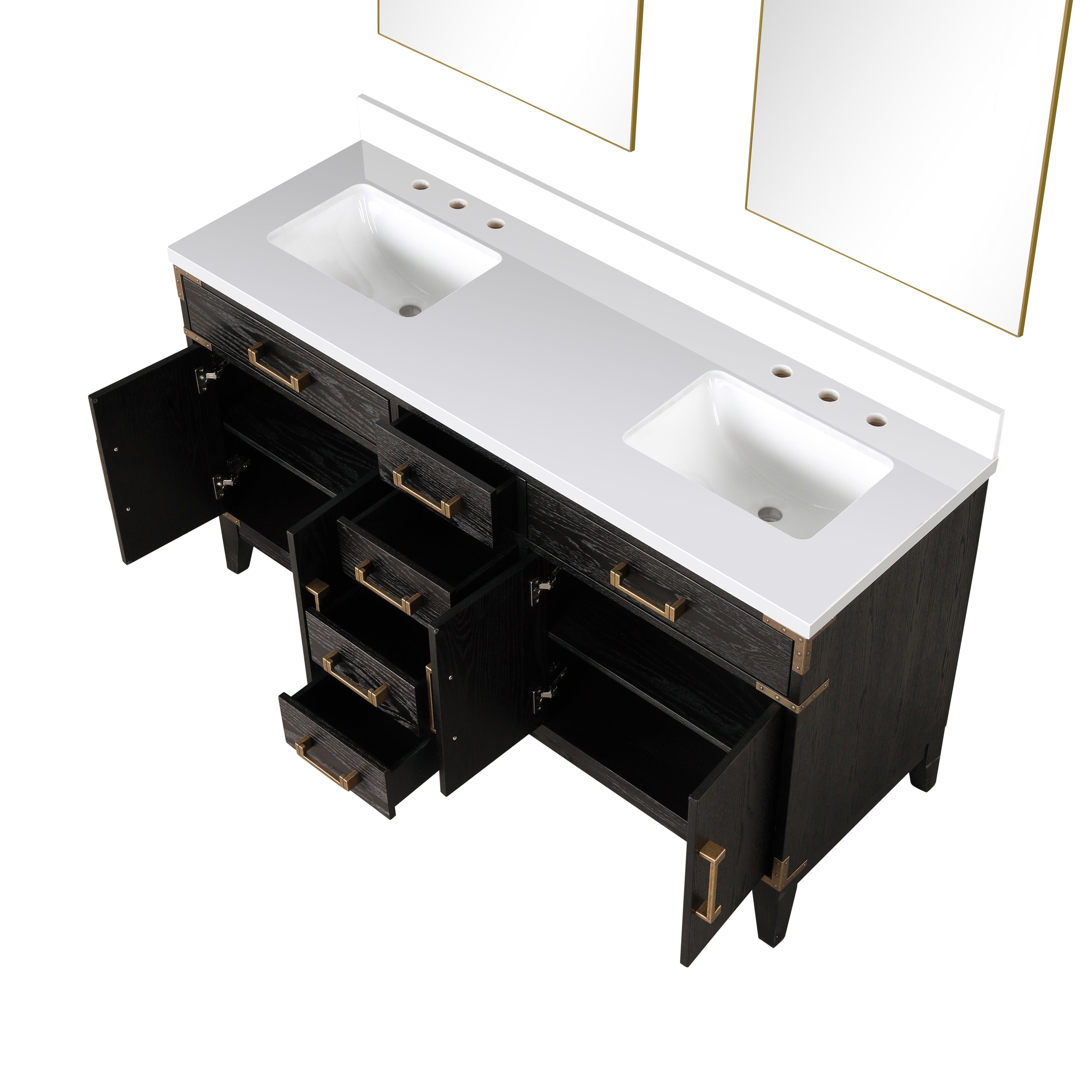 Laurel 60 in W x 22 in D Black Oak Double Bath Vanity