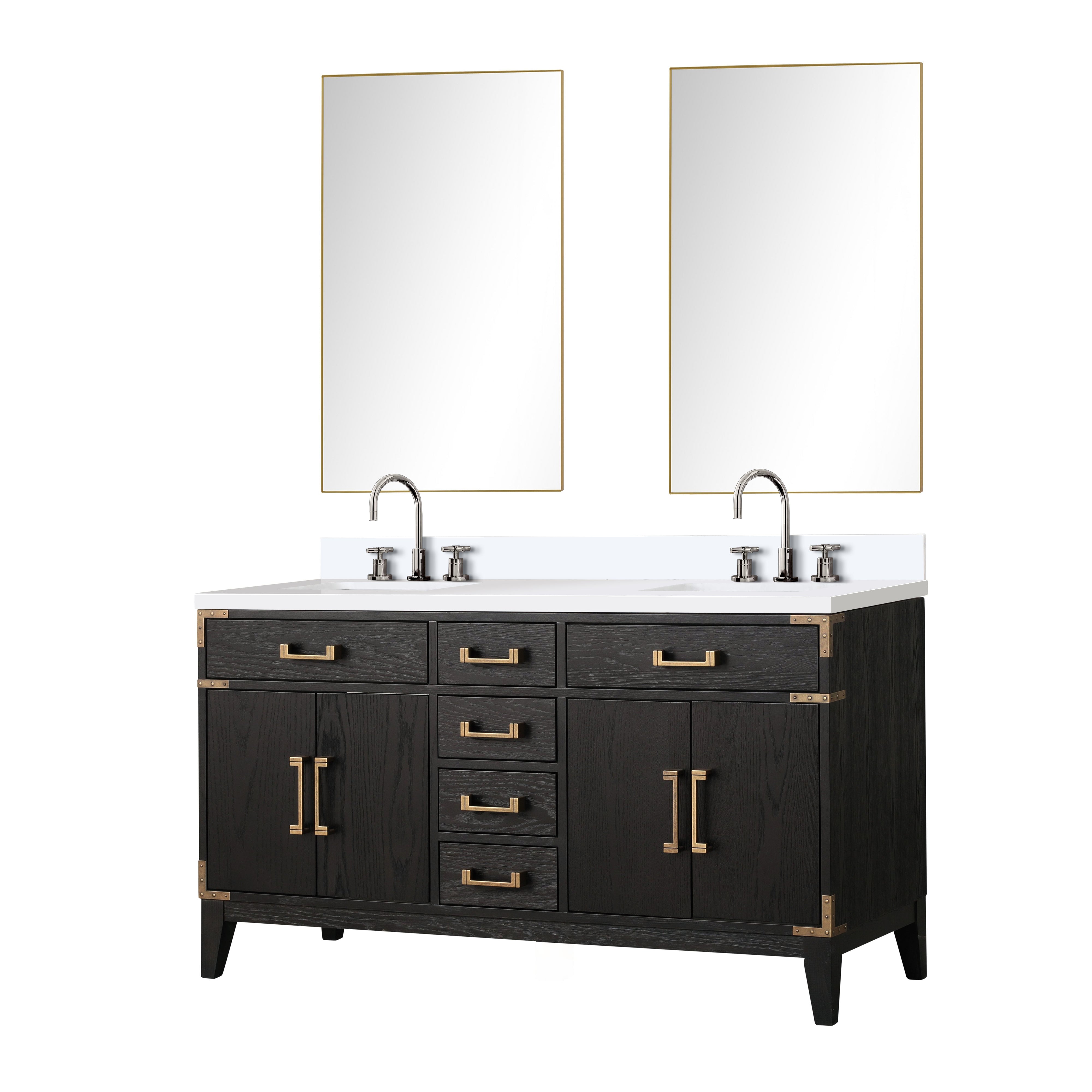 Laurel 60 in W x 22 in D Black Oak Double Bath Vanity