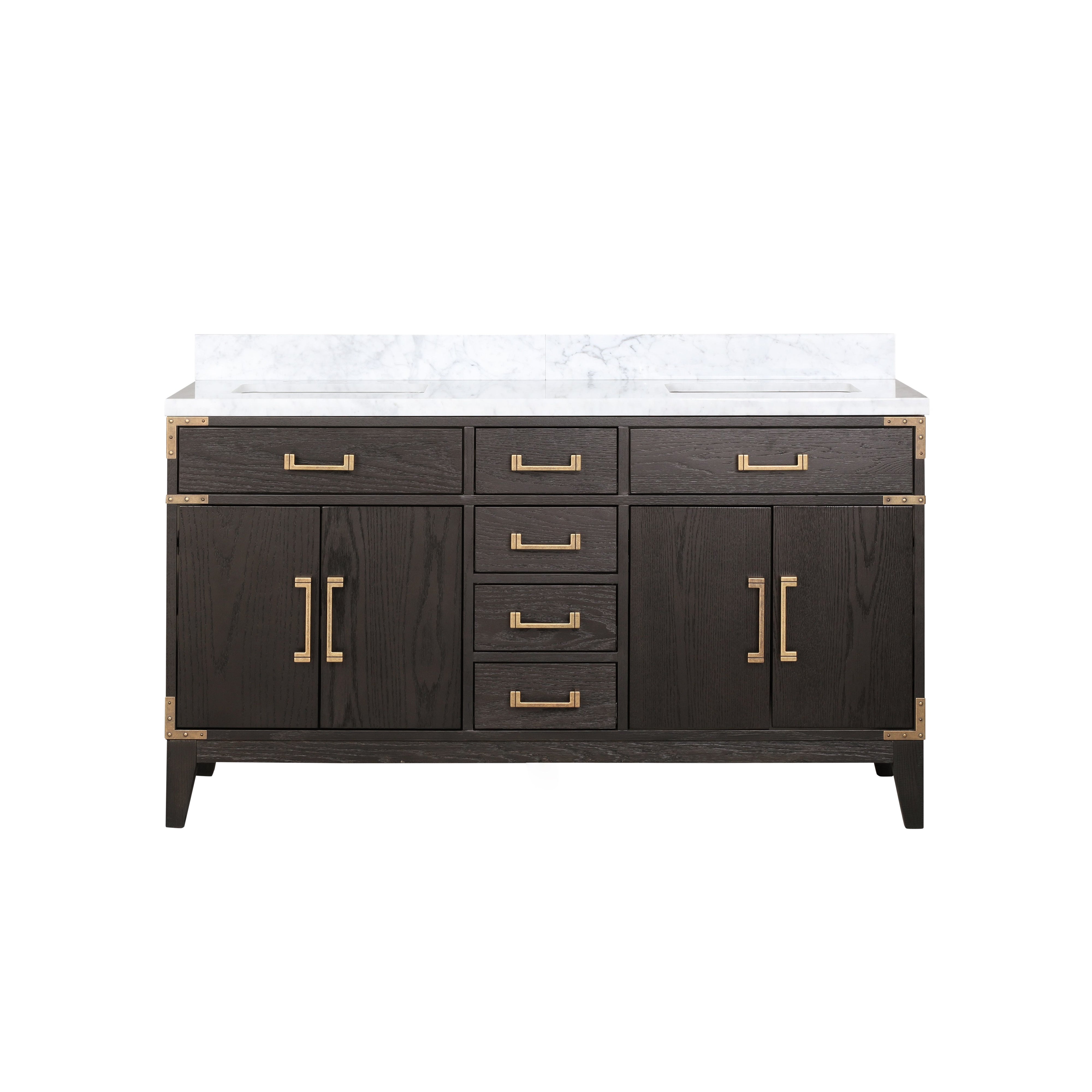 Laurel 60 in W x 22 in D Brown Oak Double Bath Vanity