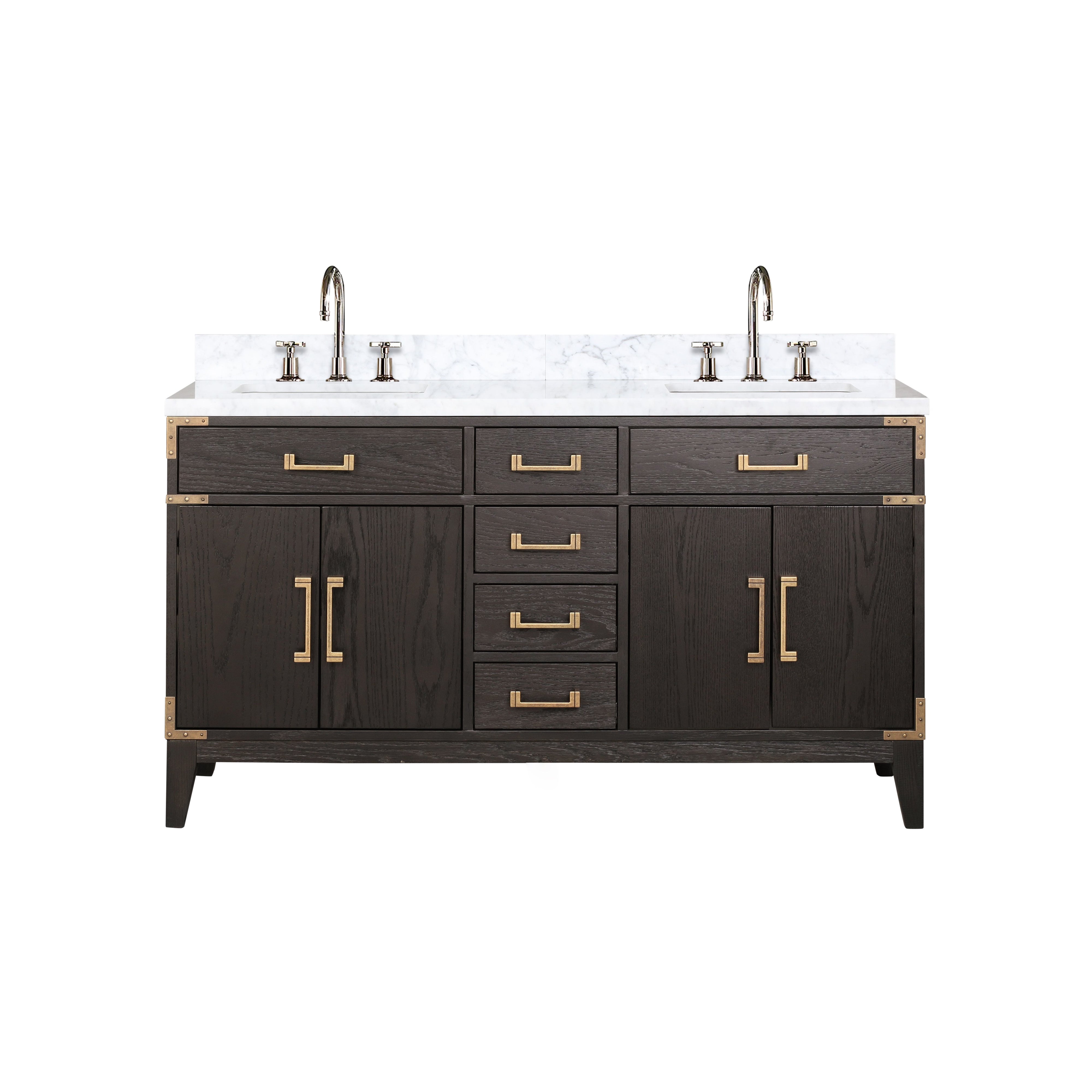 Laurel 60 in W x 22 in D Brown Oak Double Bath Vanity