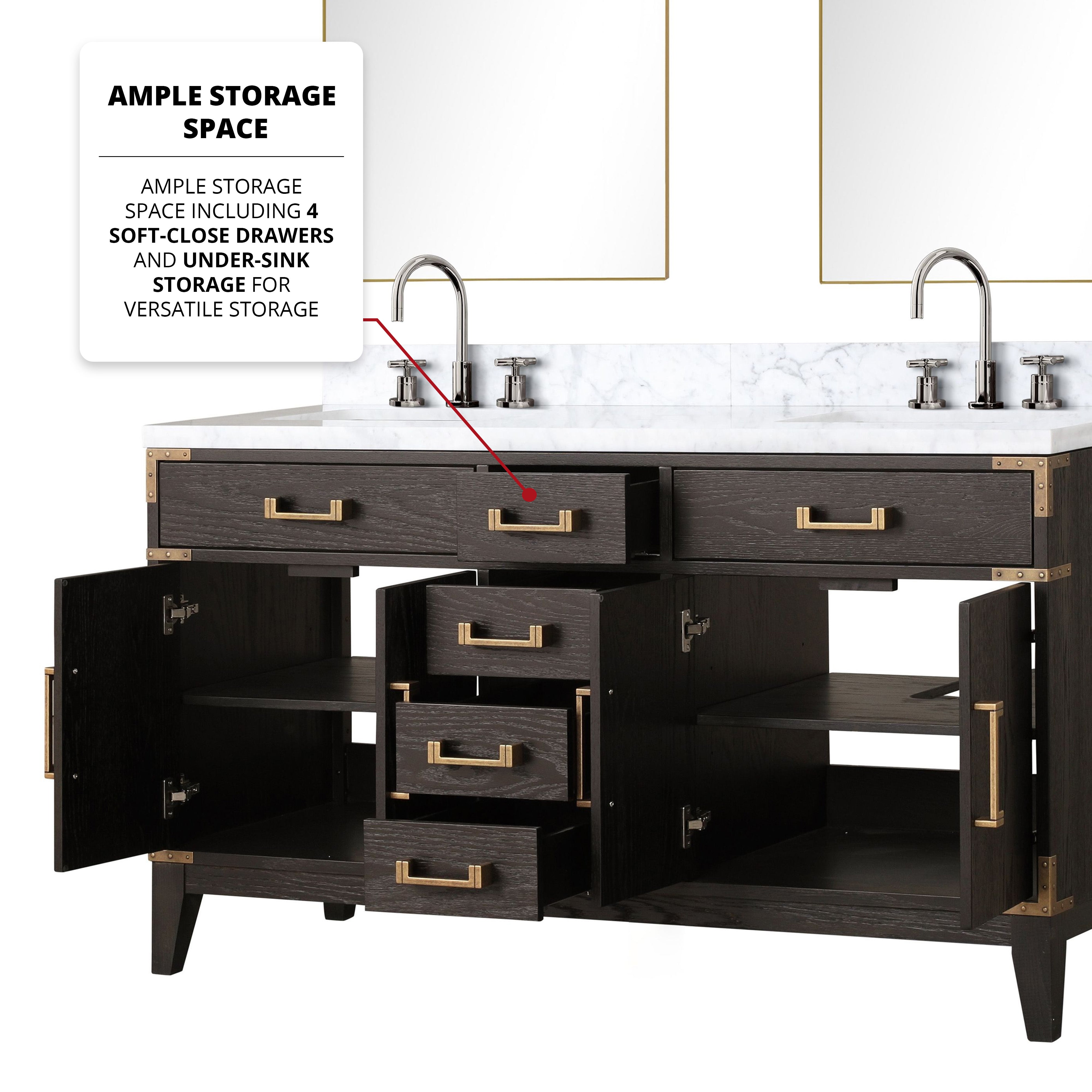 Laurel 60 in W x 22 in D Brown Oak Double Bath Vanity