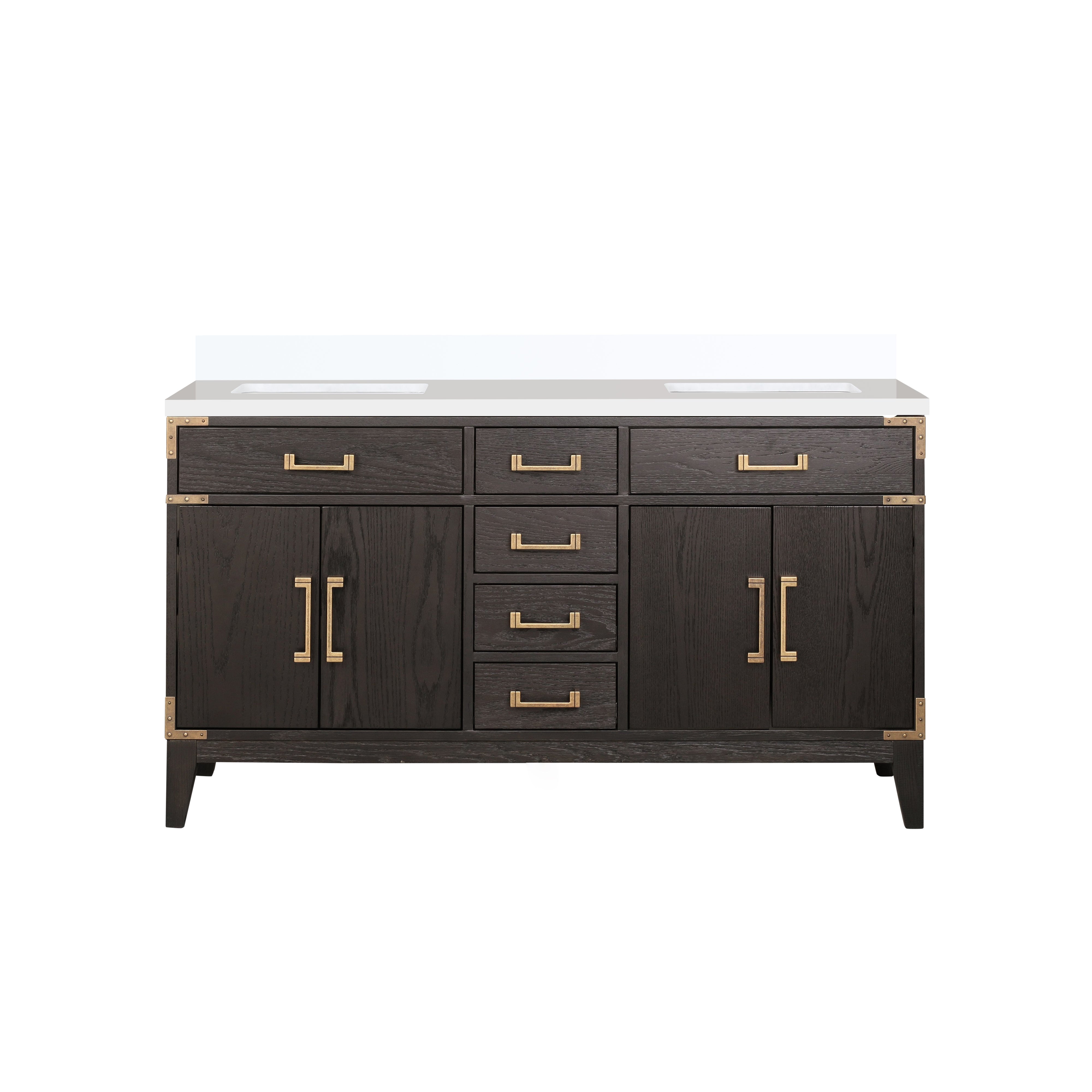 Laurel 60 in W x 22 in D Brown Oak Double Bath Vanity