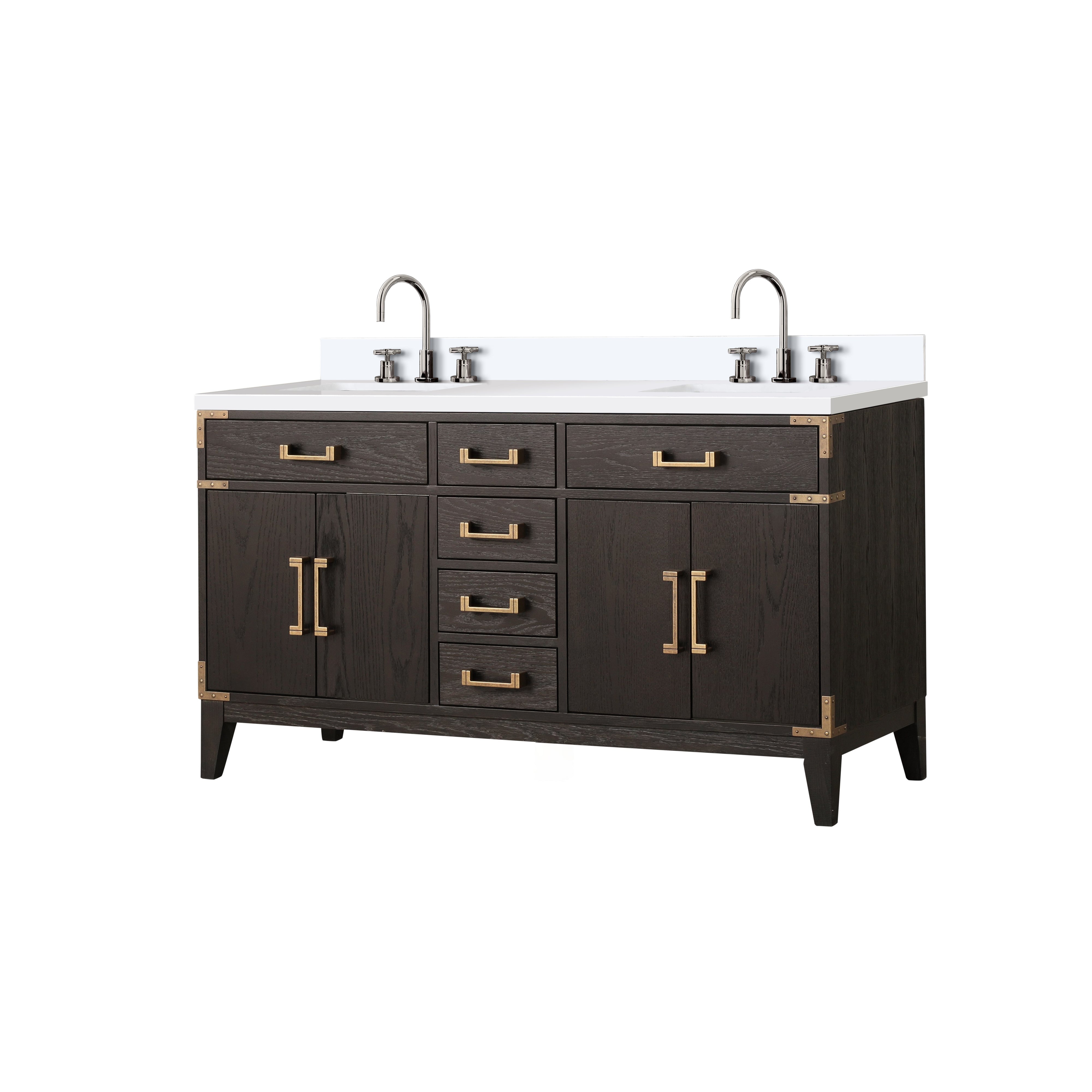 Laurel 60 in W x 22 in D Brown Oak Double Bath Vanity