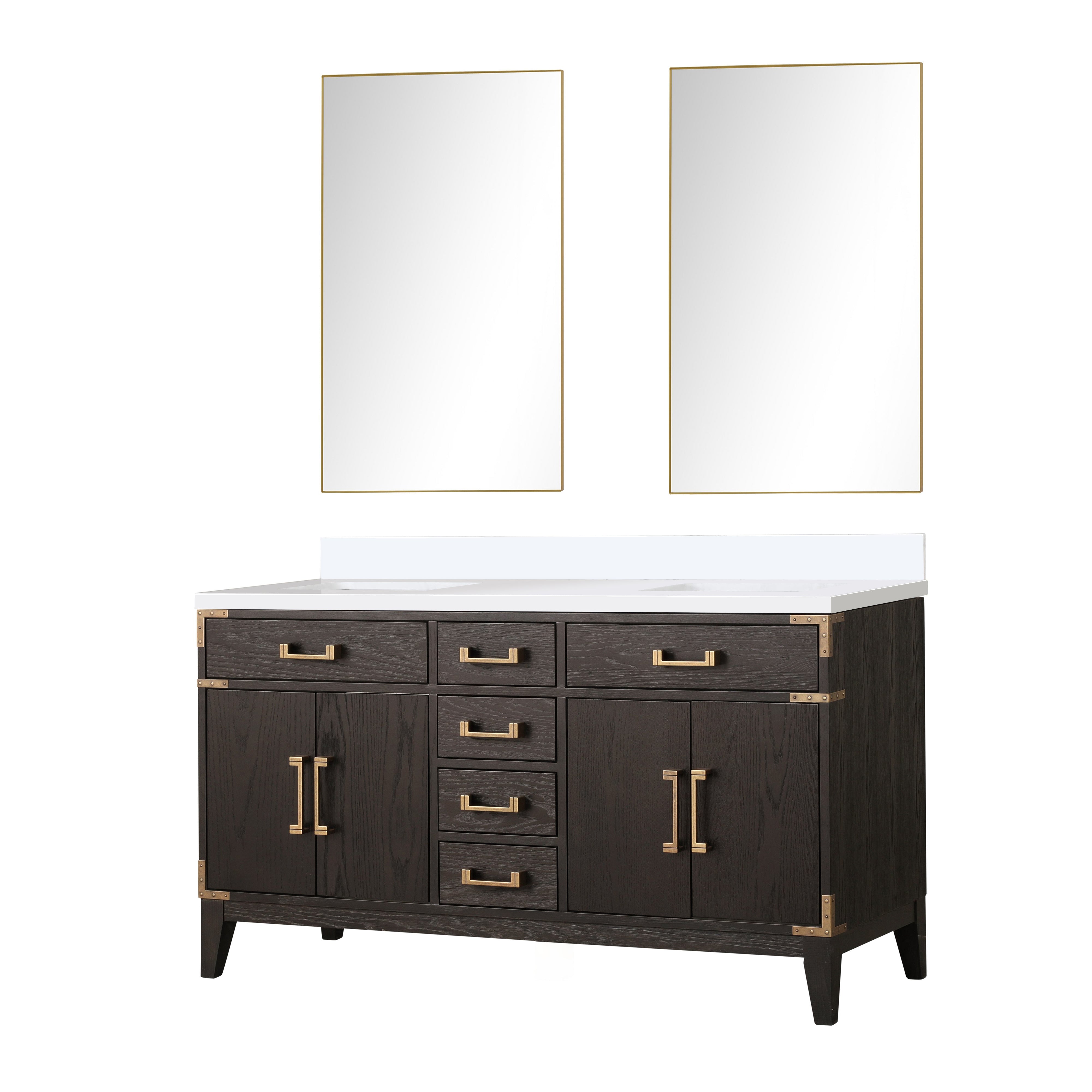 Laurel 60 in W x 22 in D Brown Oak Double Bath Vanity