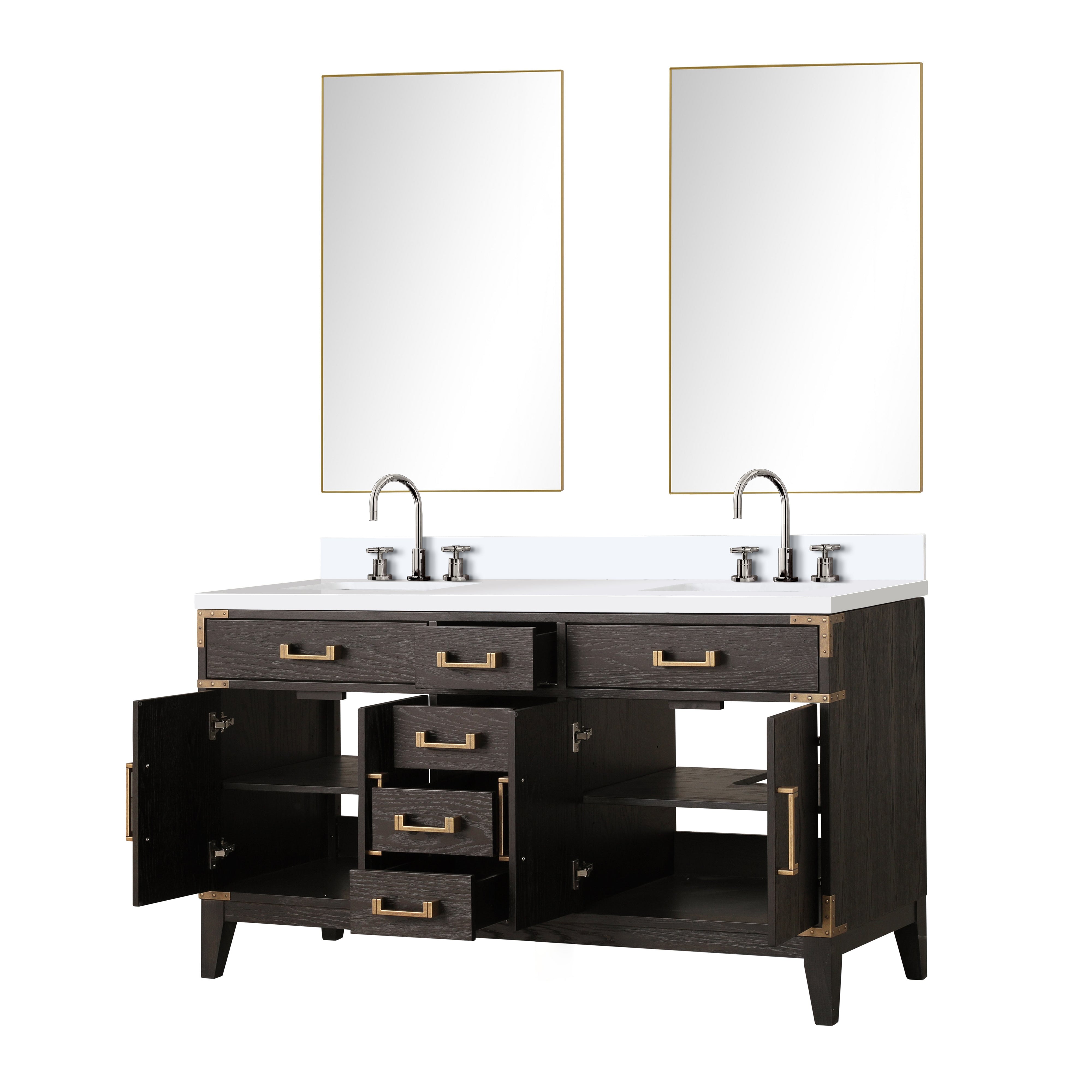 Laurel 60 in W x 22 in D Brown Oak Double Bath Vanity