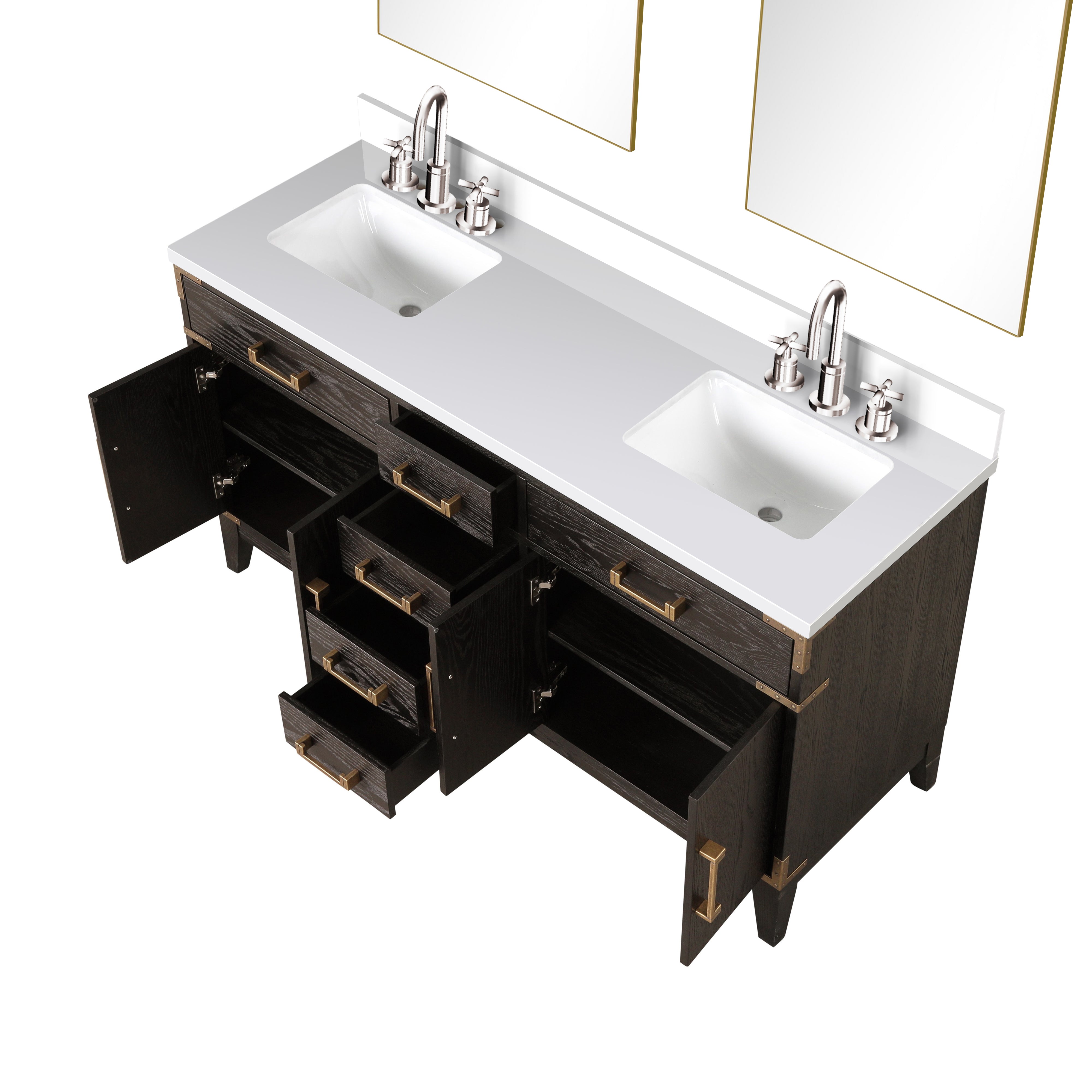 Laurel 60 in W x 22 in D Brown Oak Double Bath Vanity