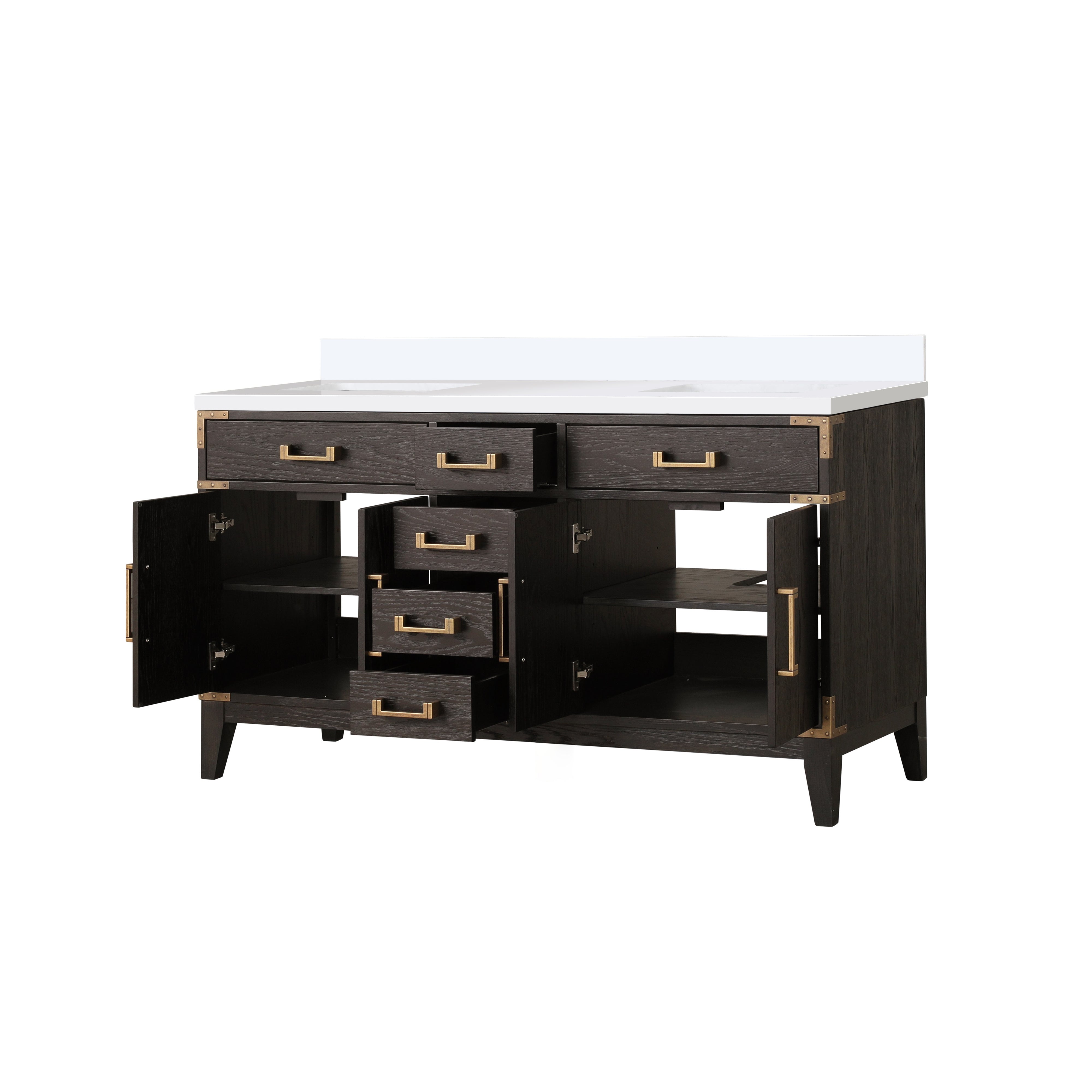 Laurel 60 in W x 22 in D Brown Oak Double Bath Vanity