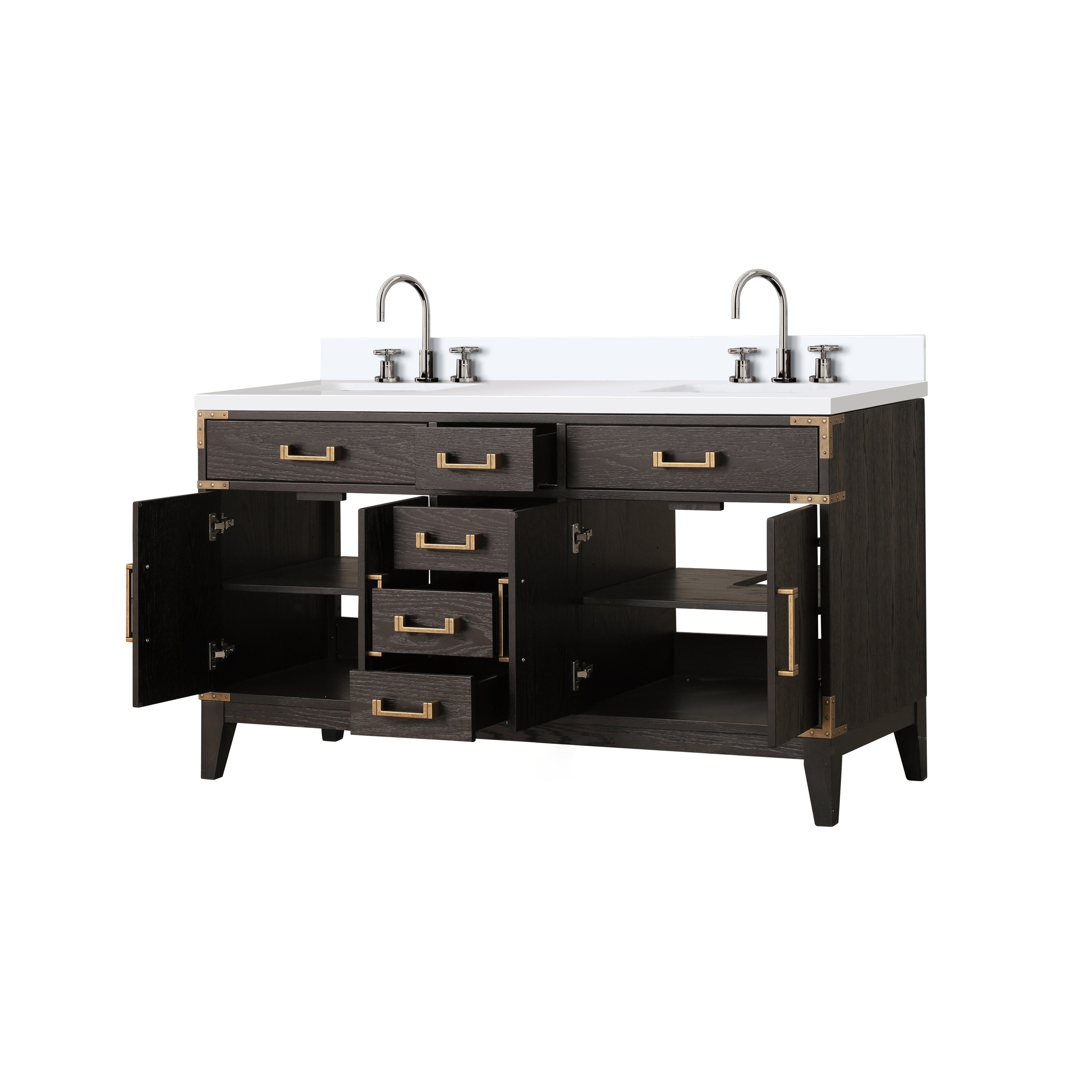 Laurel 60 in W x 22 in D Brown Oak Double Bath Vanity
