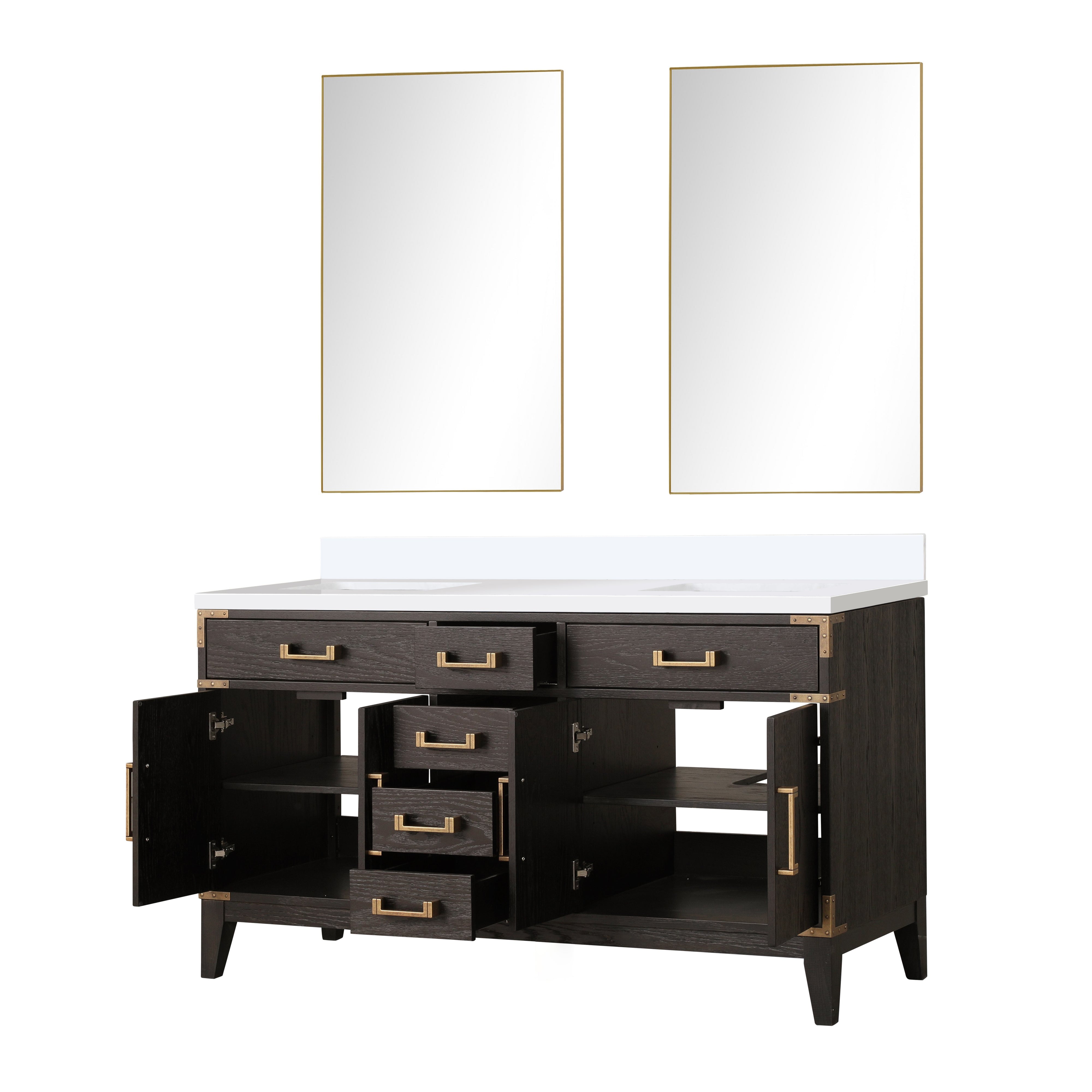 Laurel 60 in W x 22 in D Brown Oak Double Bath Vanity