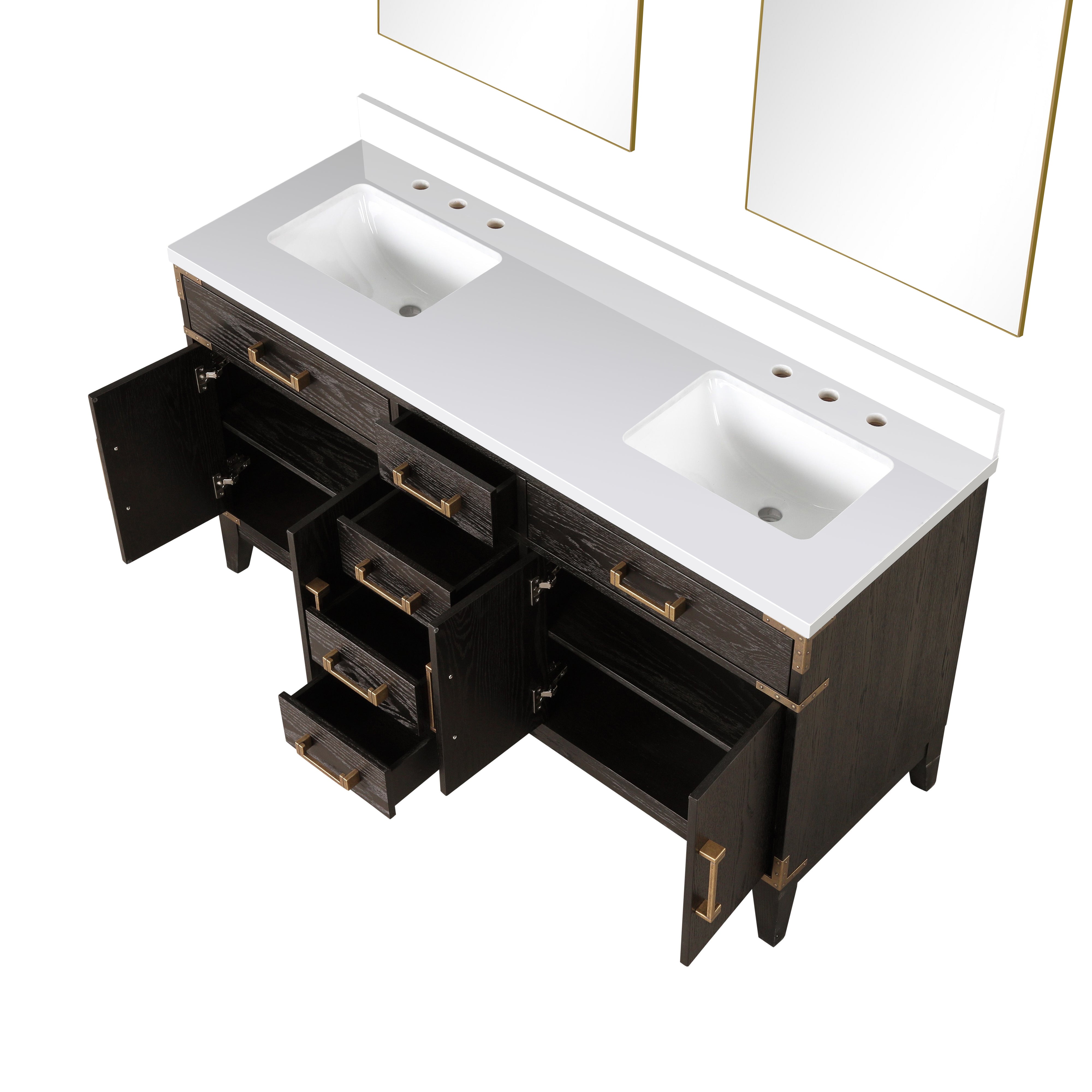 Laurel 60 in W x 22 in D Brown Oak Double Bath Vanity