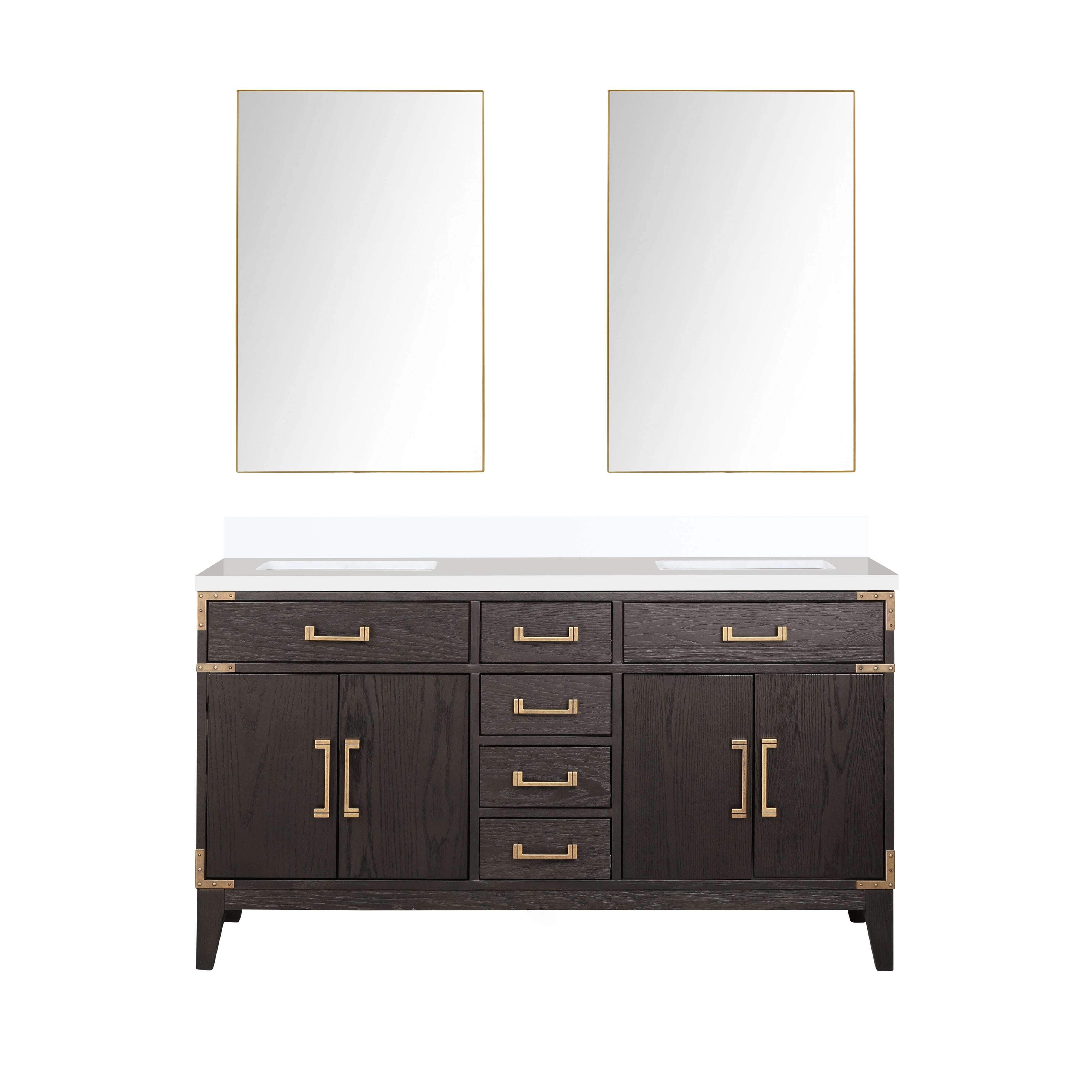 Laurel 60 in W x 22 in D Brown Oak Double Bath Vanity