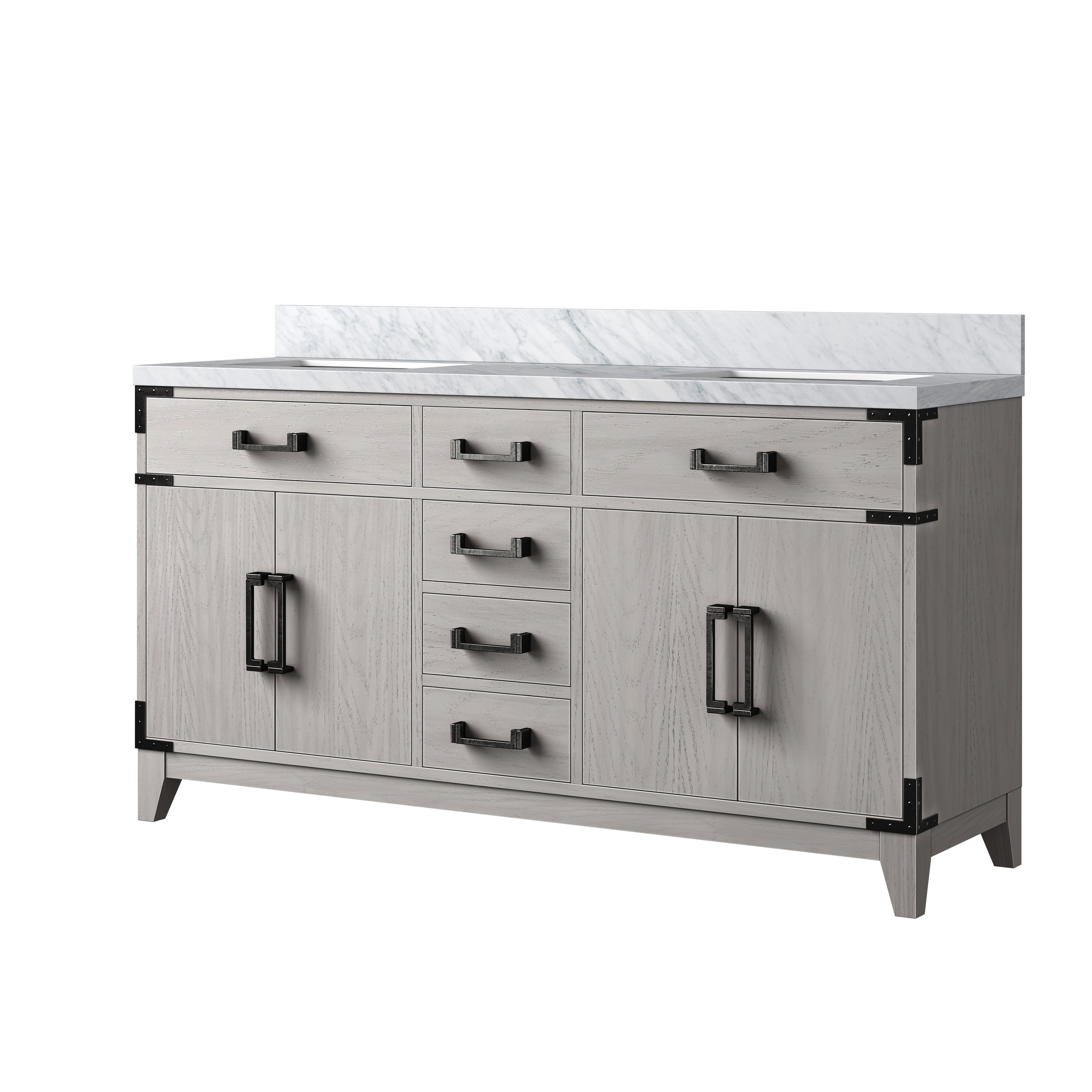 Laurel 60 in W x 22 in D White Oak Double Bath Vanity