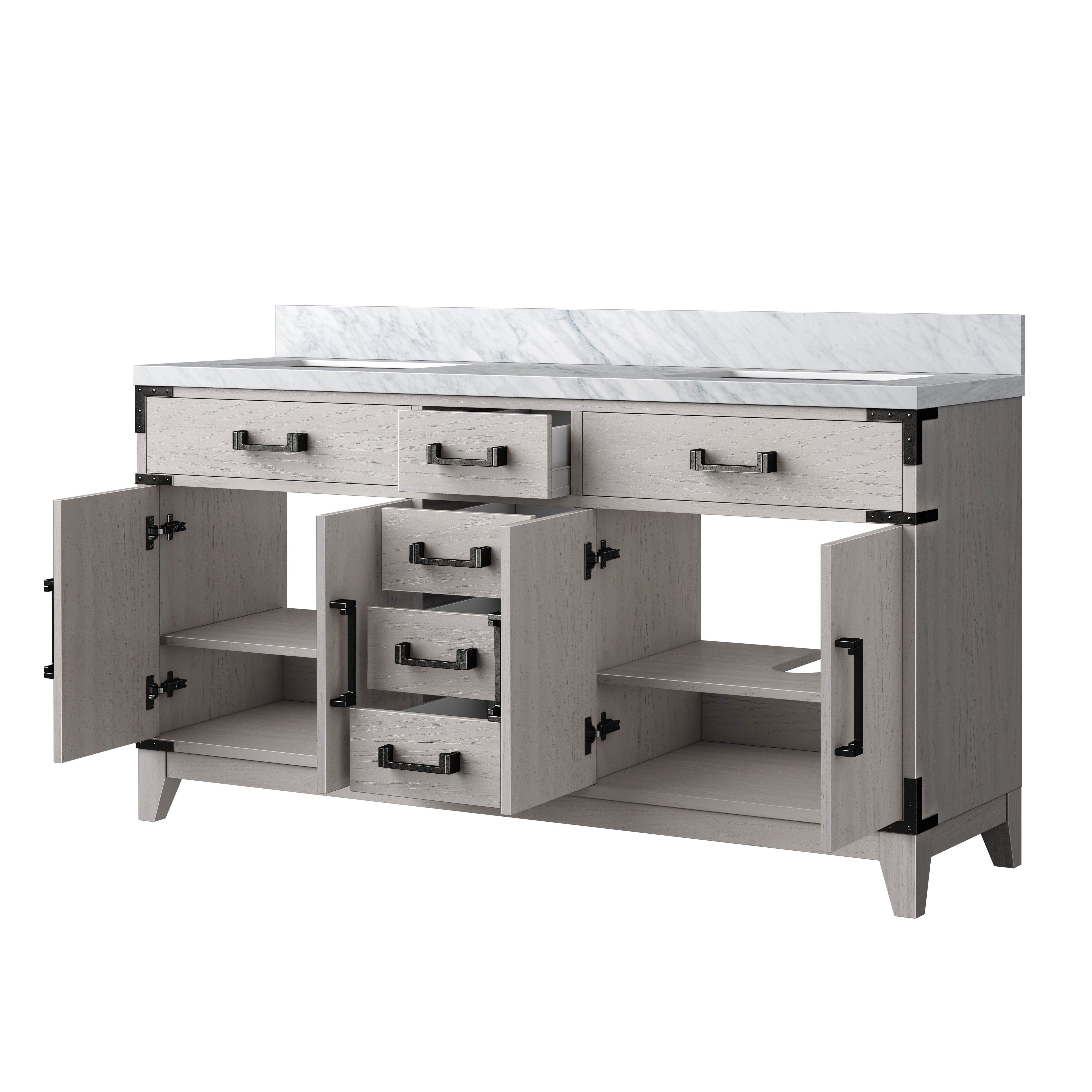 Laurel 60 in W x 22 in D White Oak Double Bath Vanity