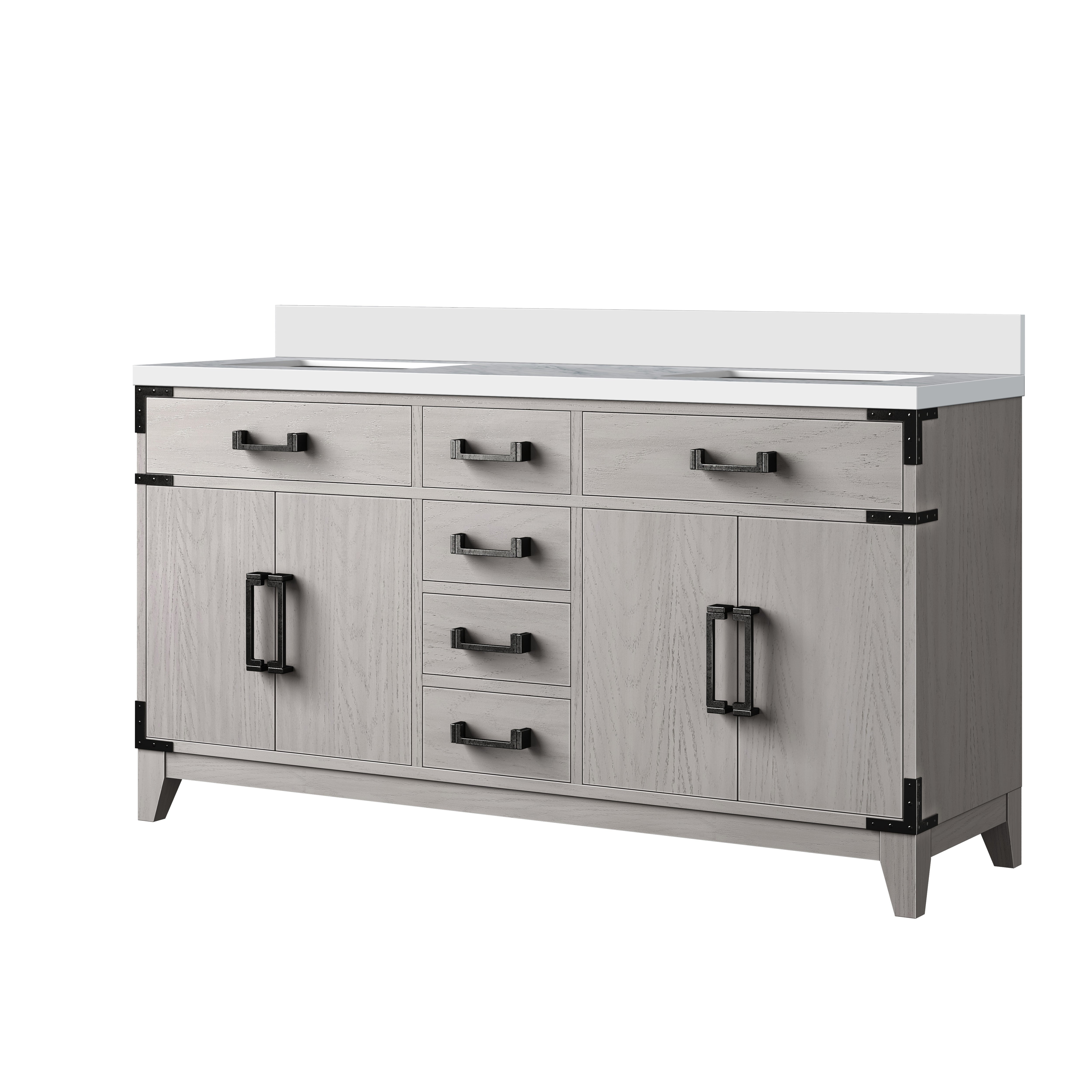 Laurel 60 in W x 22 in D White Oak Double Bath Vanity